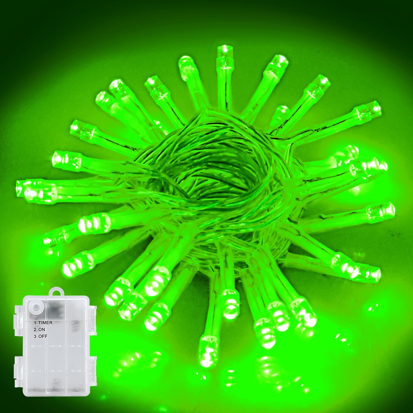 Gcstnn Halloween Green Fairy Lights Outdoor, 3M 30 LEDs Halloween Decor String Lights, Timer Function, IP65 Waterproof Battery Operated for Themed Party Carnival Outdoor/Indoor Decorations.