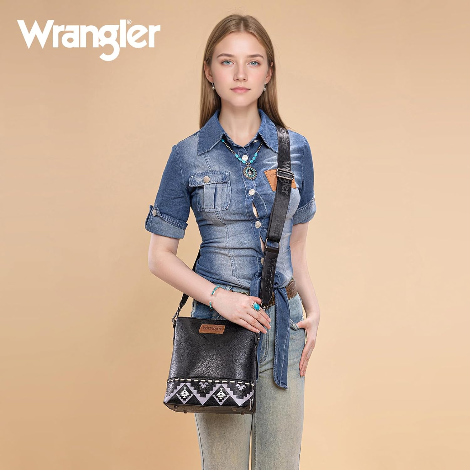 Wrangler Crossbody Purses for Women Two Tone Crossbody Bags Women Purses and Handbags - Image 3