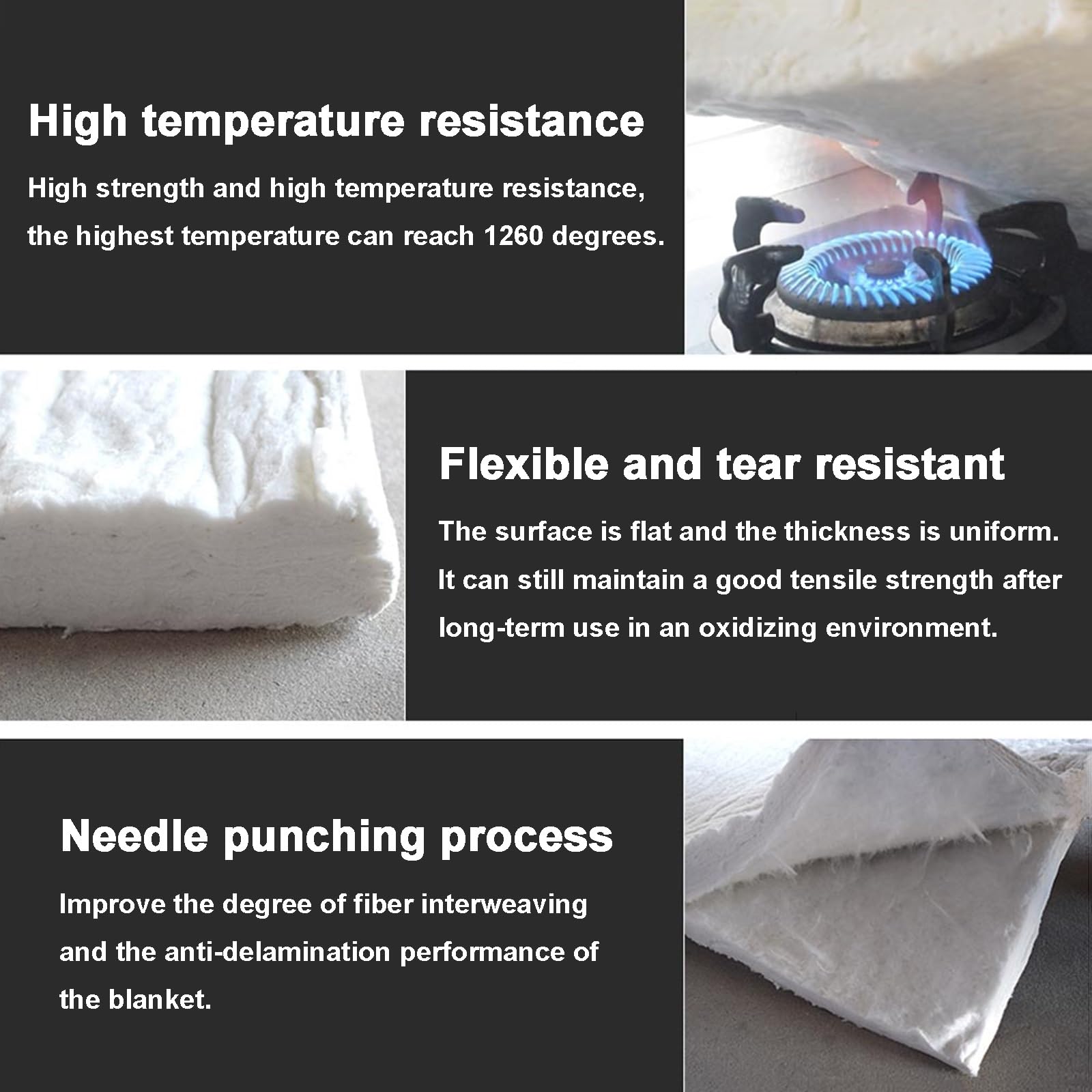 Aislamiento De Fibra Cerámica, Manta Aislante Ignífuga, Regulación De Temperatura, Resistencia Al Calor. Ideal Para Hornos, Soldadura. Protección Contra El Fuego Hasta 2400F(10MM)