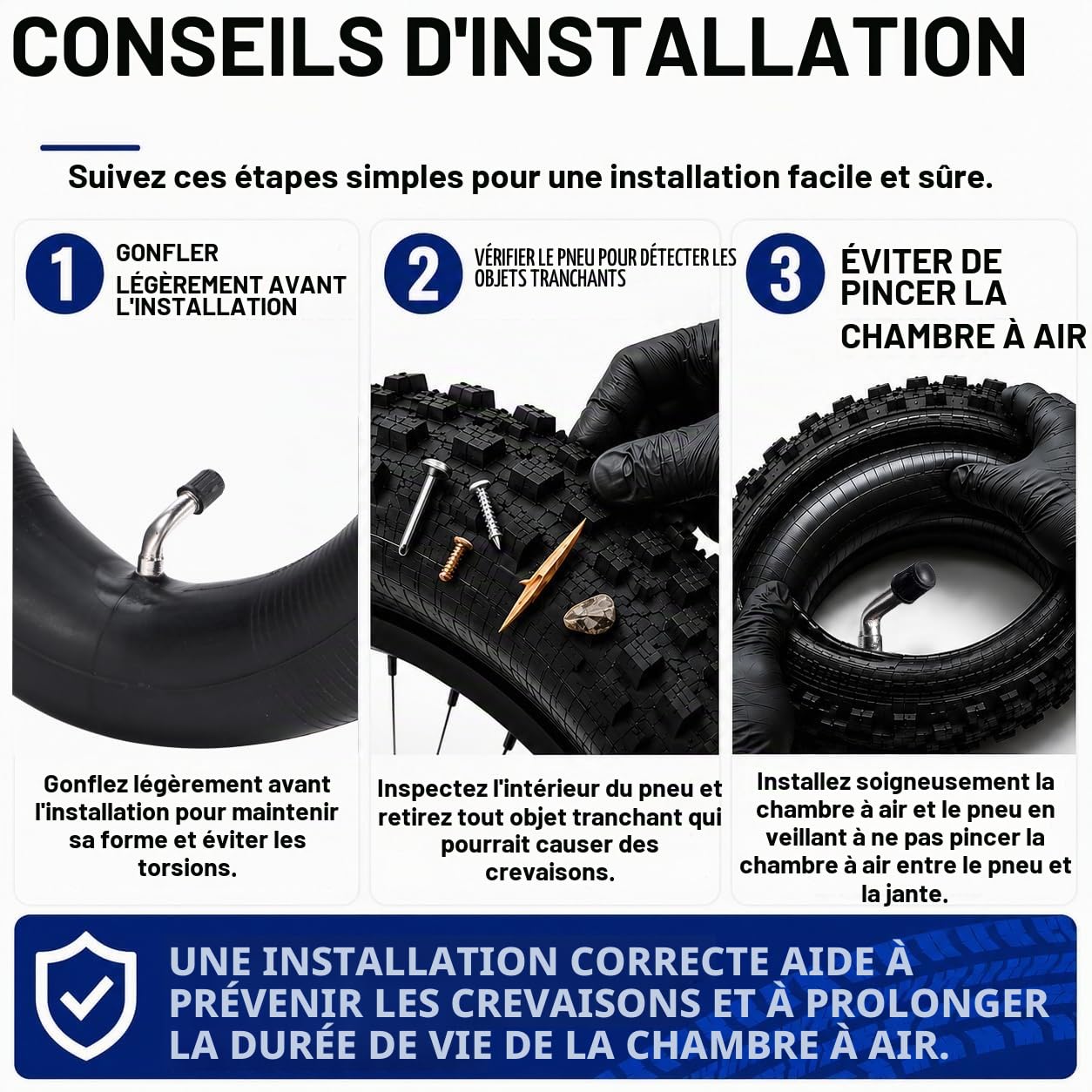 Chambres à Air 10x2.75-6.5 (Lot de 2), Valve Coudée CR202 | Chambres à air robustes en caoutchouc butyle pour trottinettes électriques et mini-motos. Comprend 2 démonte-pneus.