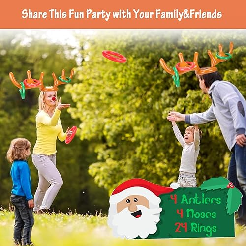 Miniatura 2 de Inflatable Reindeer Antler Ring Toss Game for Christmas Party Supplies - Christmas Reindeer Game with Red Nose, Xmas Target Game Toy