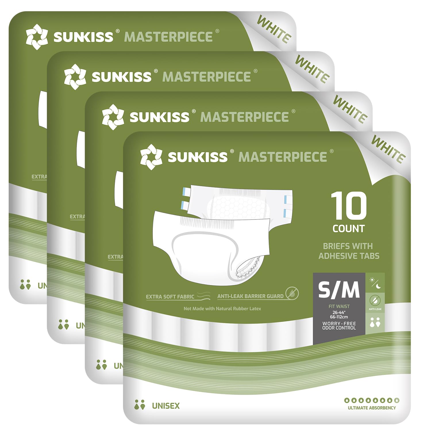 SUNKISS Masterpiece Pannoloni per Adulti a Mutandina per Incontinenza, Pannoloni Mutandina per Uomini e Donne, Unisex, Controllo degli Odori, Protezione Durante Notte, Bianco, Taglia M, 40 Unità