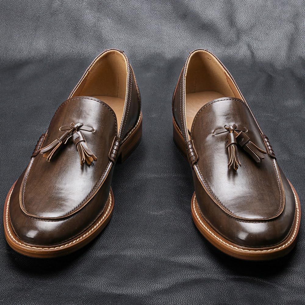 Harssidanzar Scarpe da uomo vintage con nappe e mocassini KM306EU