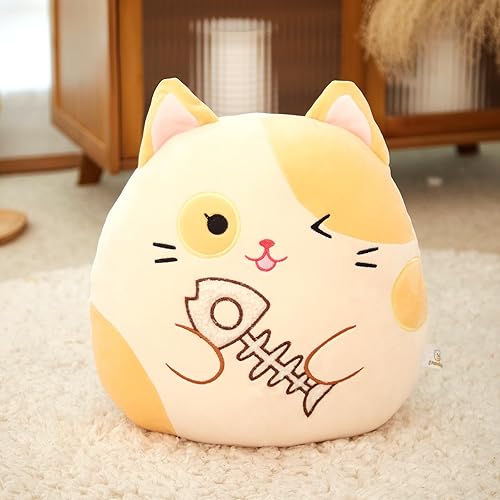 Miniatura 6 de Houwsbaby Almohada de peluche de gato de 14 pulgadas, animal de peluche suave y esponjoso, regalo perfecto para el día de San Valentín para niños,