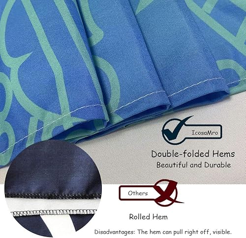 Miniatura 3 de IcosaMro Tapiz de elefante para colgar en la pared, arte de pared hippie psicodélico bohemio azul con bordes dobladillos, decoración del hogar para