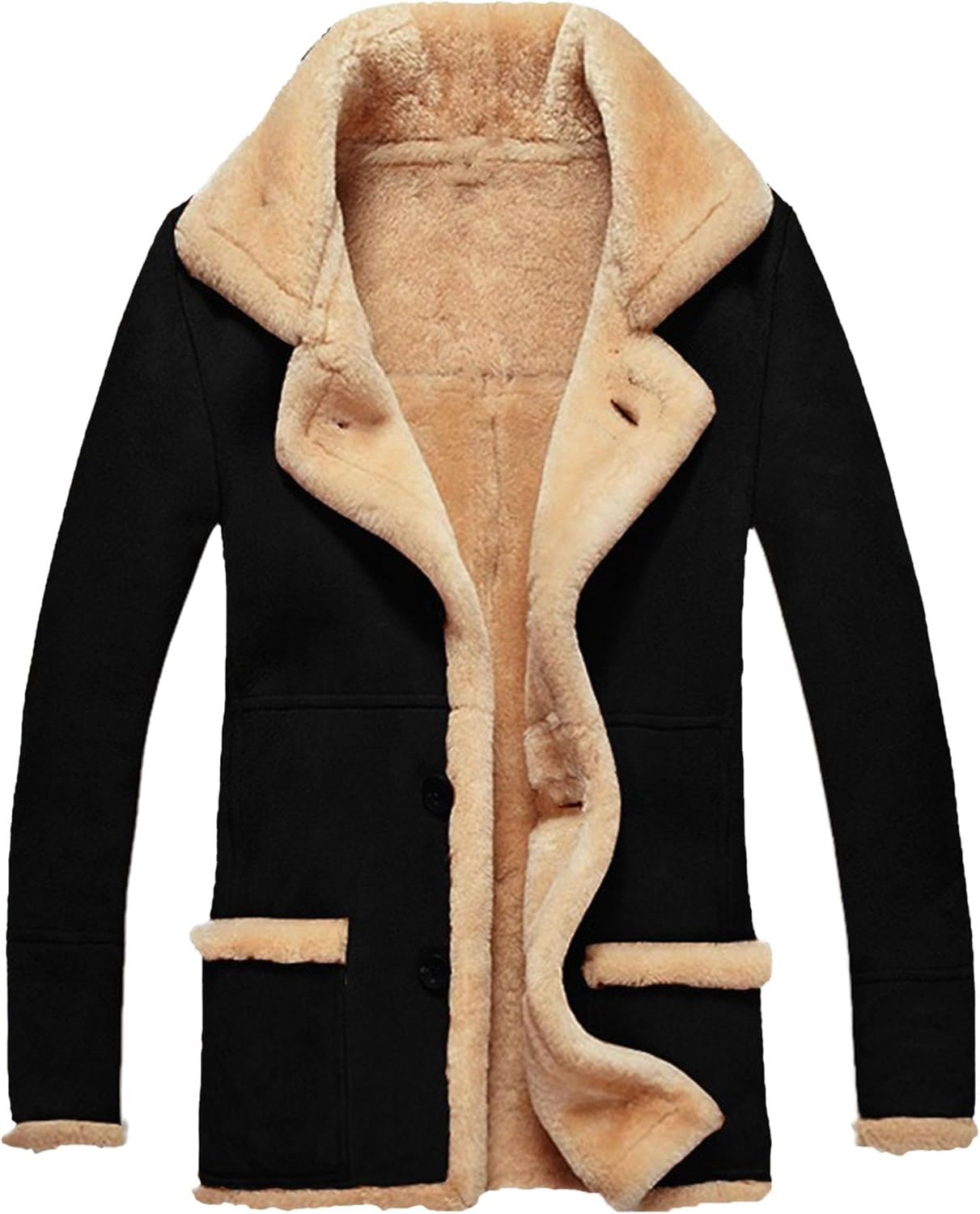 DGHM-JLMY Vintage Lapel Jackets For Men Padded Coats Faux Fur Coat Jacket Casual Button Down Retro Winter Tops