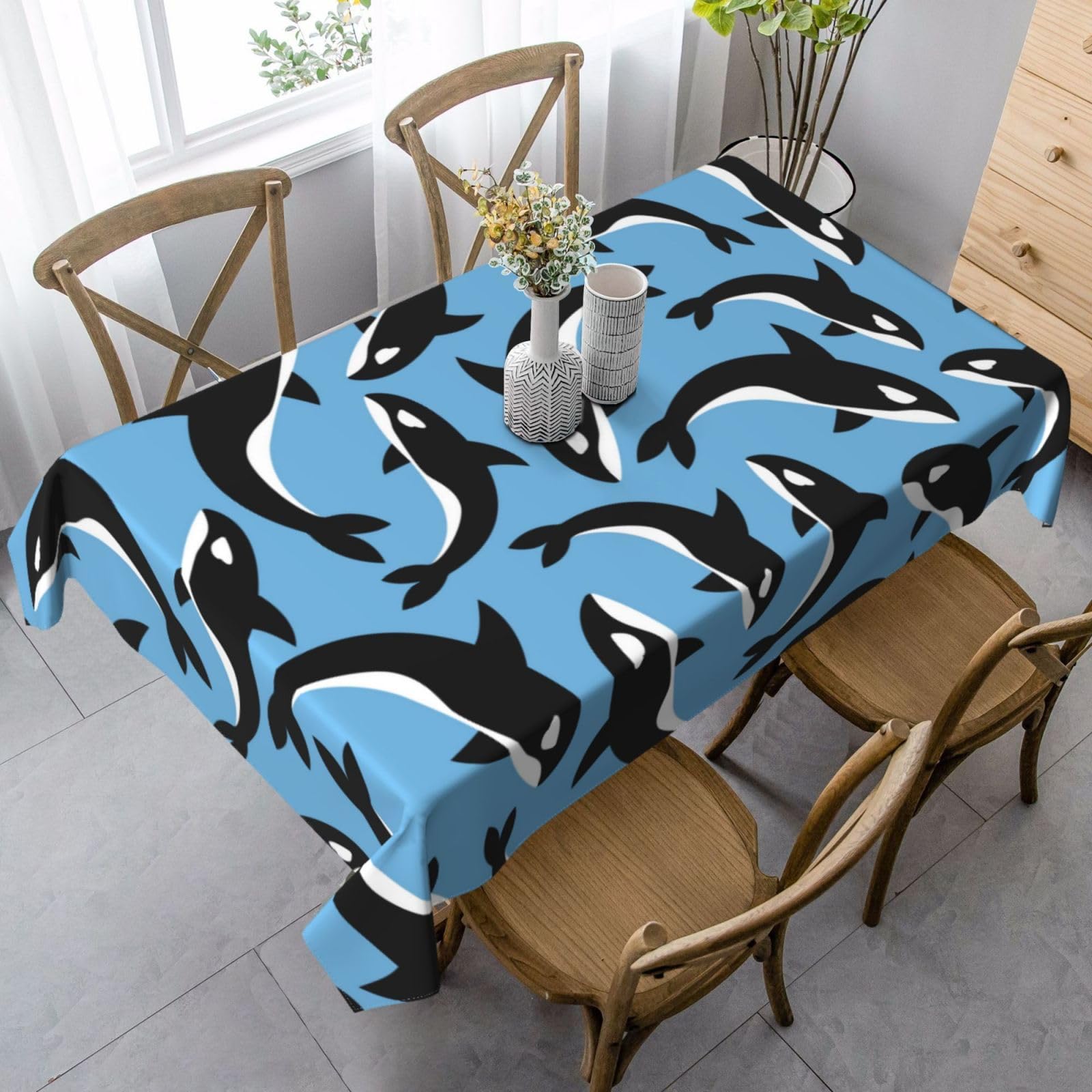 Dessin animé d'orques nappe rectangulaire pour protéger la table de maison