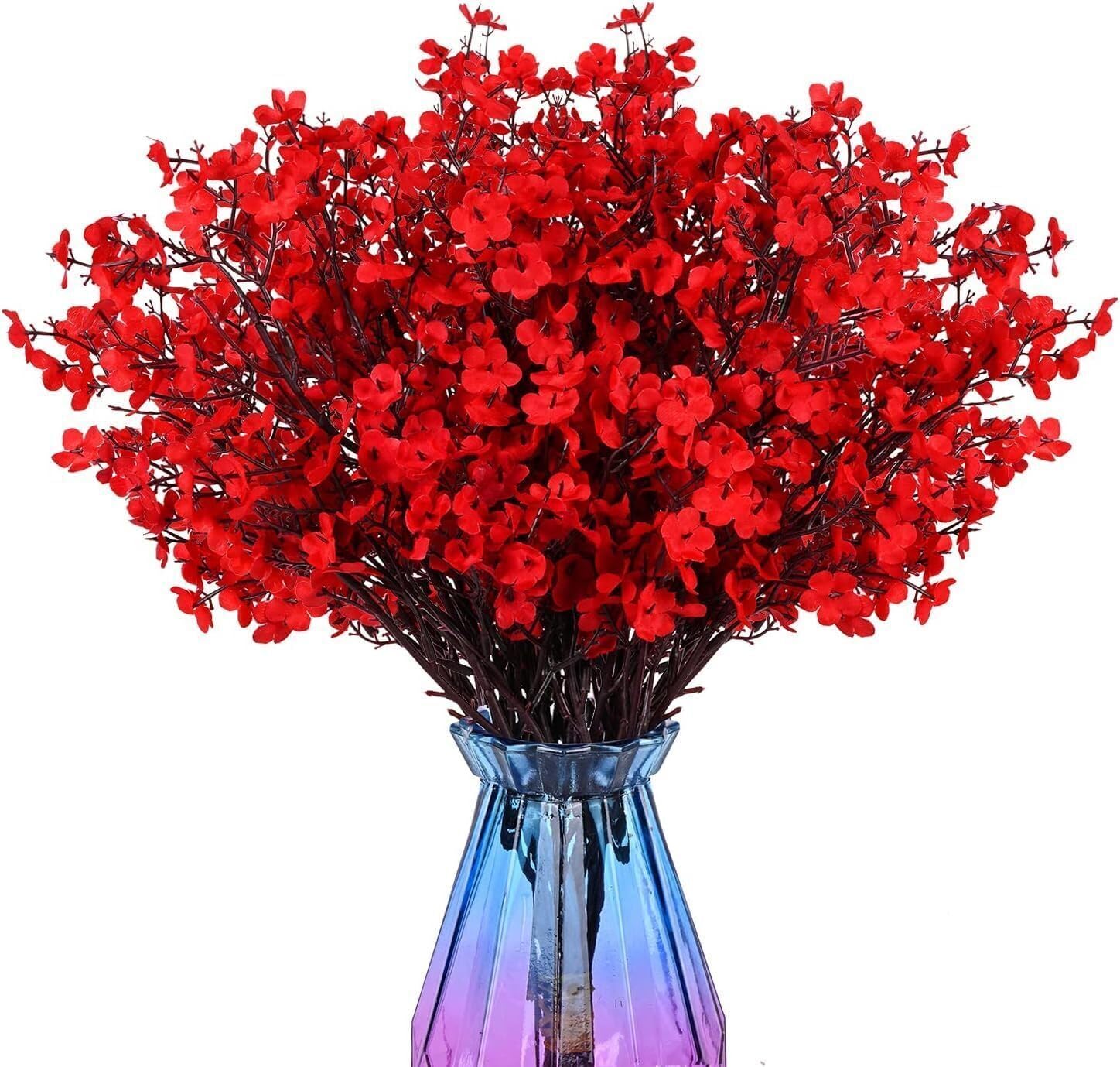 TIED RIBBONS Silk Pack of 5 Artificial Baby Breath Gypsophila Flowers Bunches for Vase Pot Home Decoration (Red) for Home Decor Living Room Side Table Centerpiece (Vase Not Included)