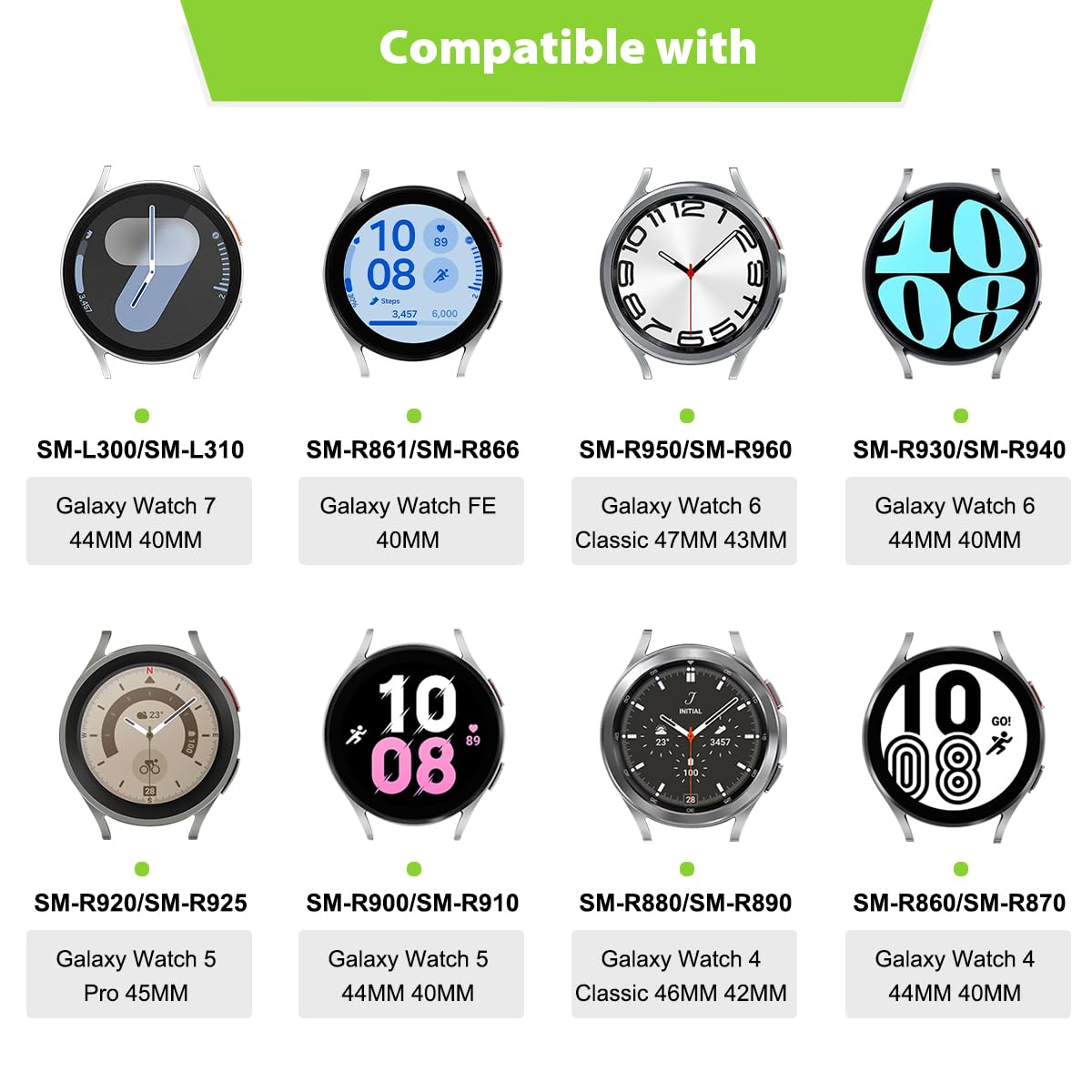 SUNDAREE Compatibile con Cinturino Samsung Galaxy Watch 6 4 Classic 47MM 46MM 43MM 42MM LTE/Watch 6 5 4 44MM 40MM/Watch 5 Pro 45MM,20MM Argento Uomo Donna Acciaio Metallo Orologio Cinturini Ricambio