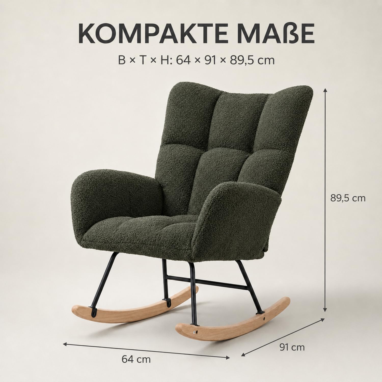 Poltrona a dondolo, 120 kg, 6 colori, verde scuro