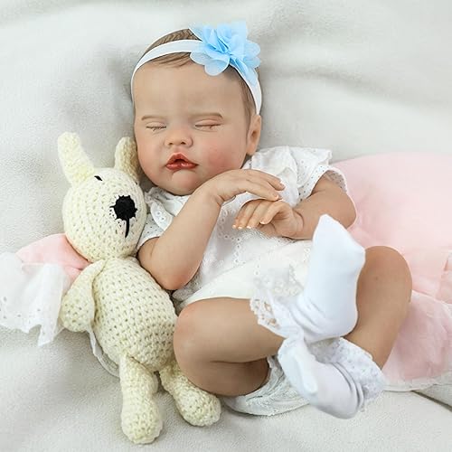 Miniatura 4 de SCOM Muñeca realista Reborn de 20 pulgadas, cuerpo de tela hecha a mano con cuerpo de tela suave y pesada, juego de regalo pintado avanzado para