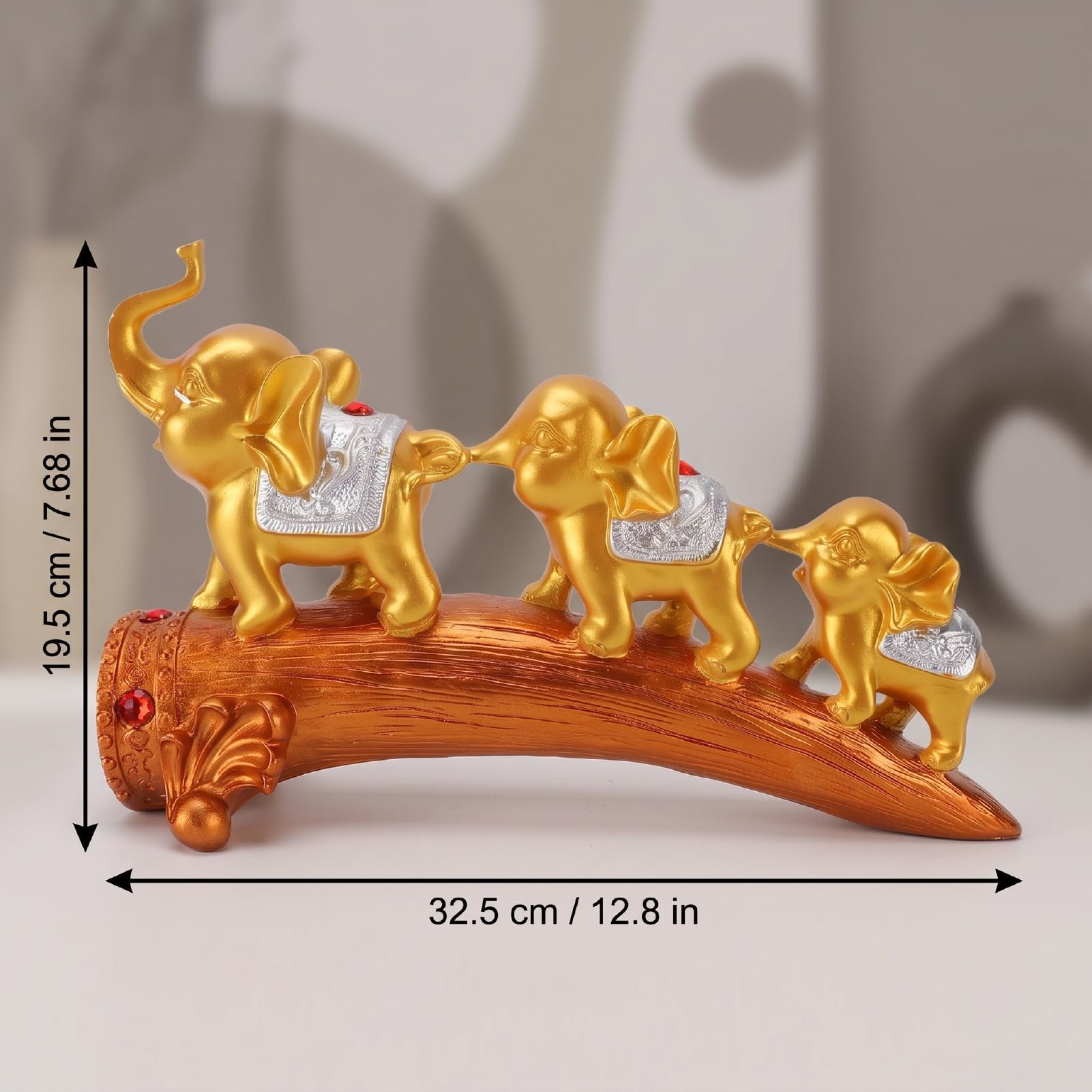 Luocute Elefanten-Ornament aus Kunstharz, 32 cm, Handgefertigte Figur