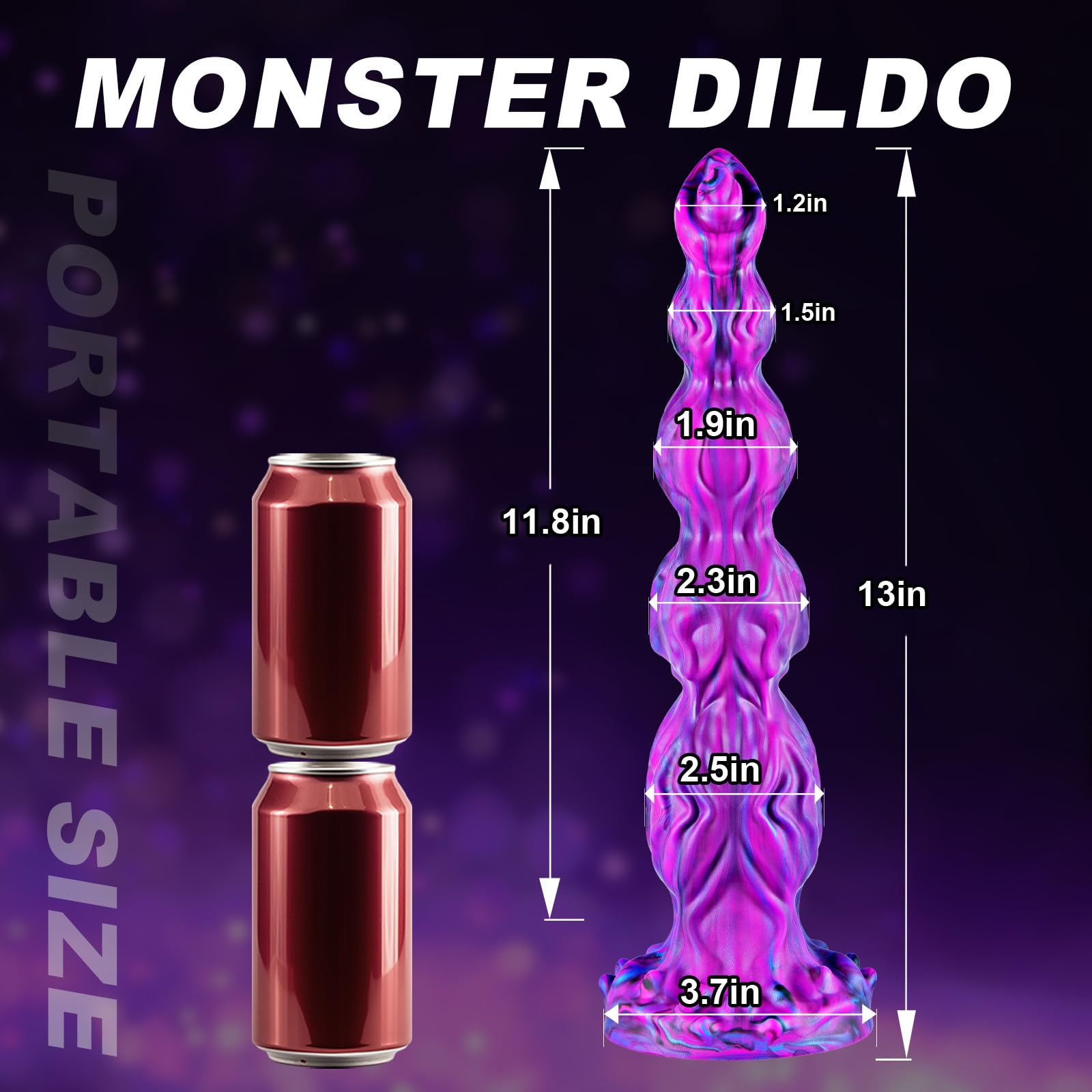 13" Giant Monster Knot Horse Dildo Realistic Fantasy Dragon Anal Stimulation with 4 Dog Knots, 12" Silicone Suction Cup Thick XX Giant Dildo for G-spot Anal, Adult Sex Toy for Gays Men Women Lesbians