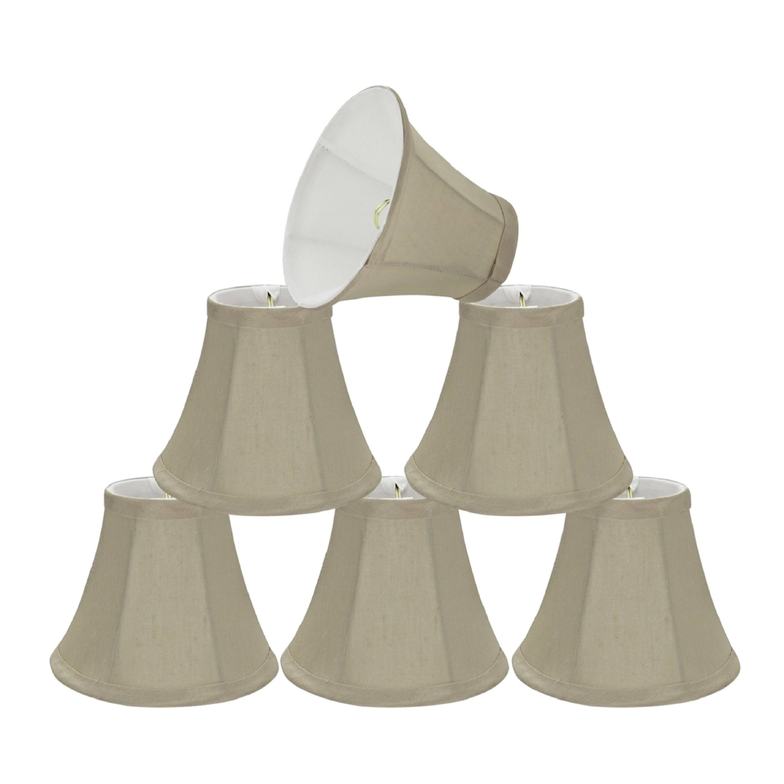 Aspen Creative 30008-6, Bell Clip-On Chandelier Lamp Shade, Butter Crème, 3" Top x 6" Bottom x 5" Slant Height, Set of 6