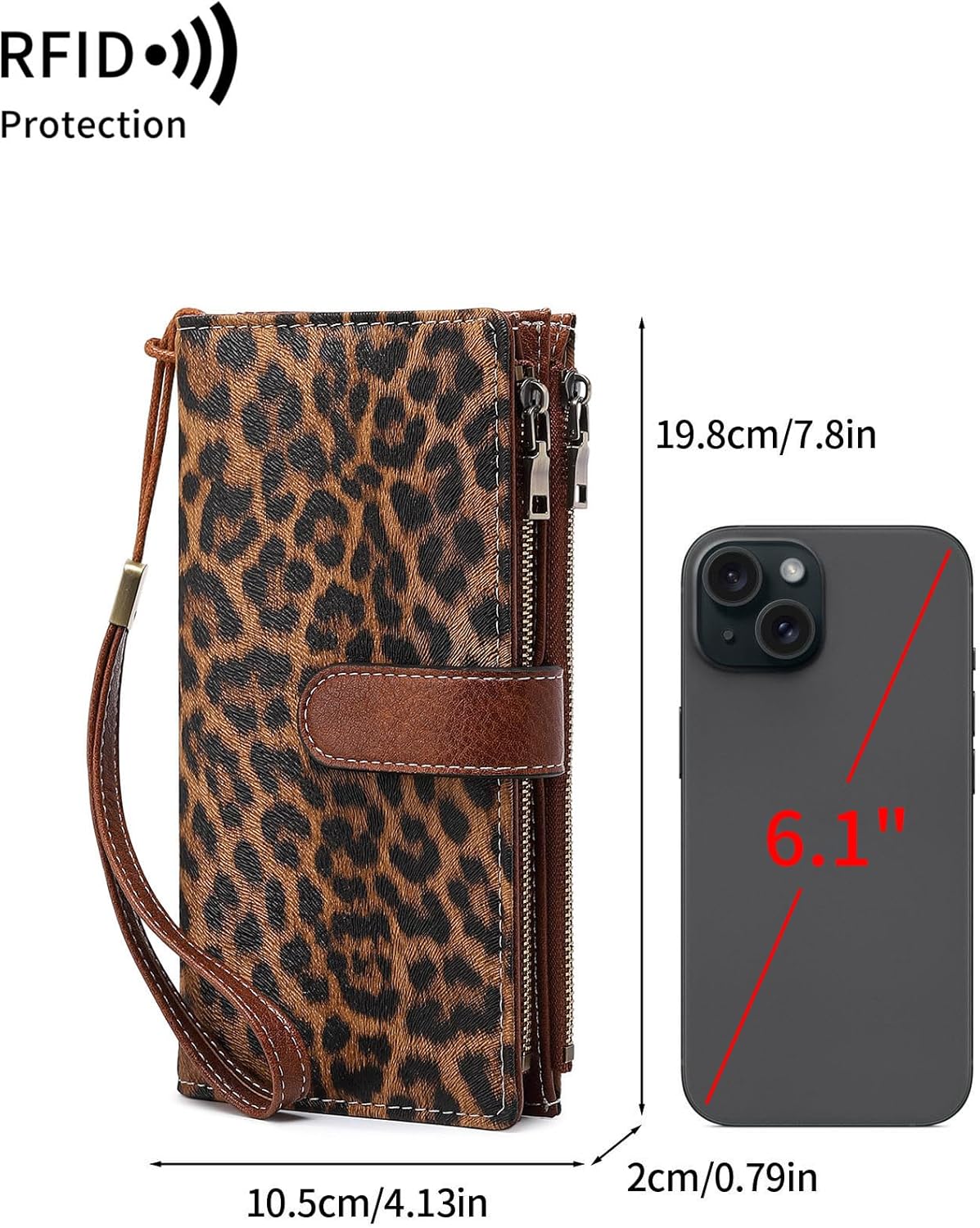 RFID Blocking PU Leather Wallet for Women - Slim Bifold with 16 Card Slots & Zipper Pocket, Compact Designer Purse with Smooth Double Zipper Design - Image 3