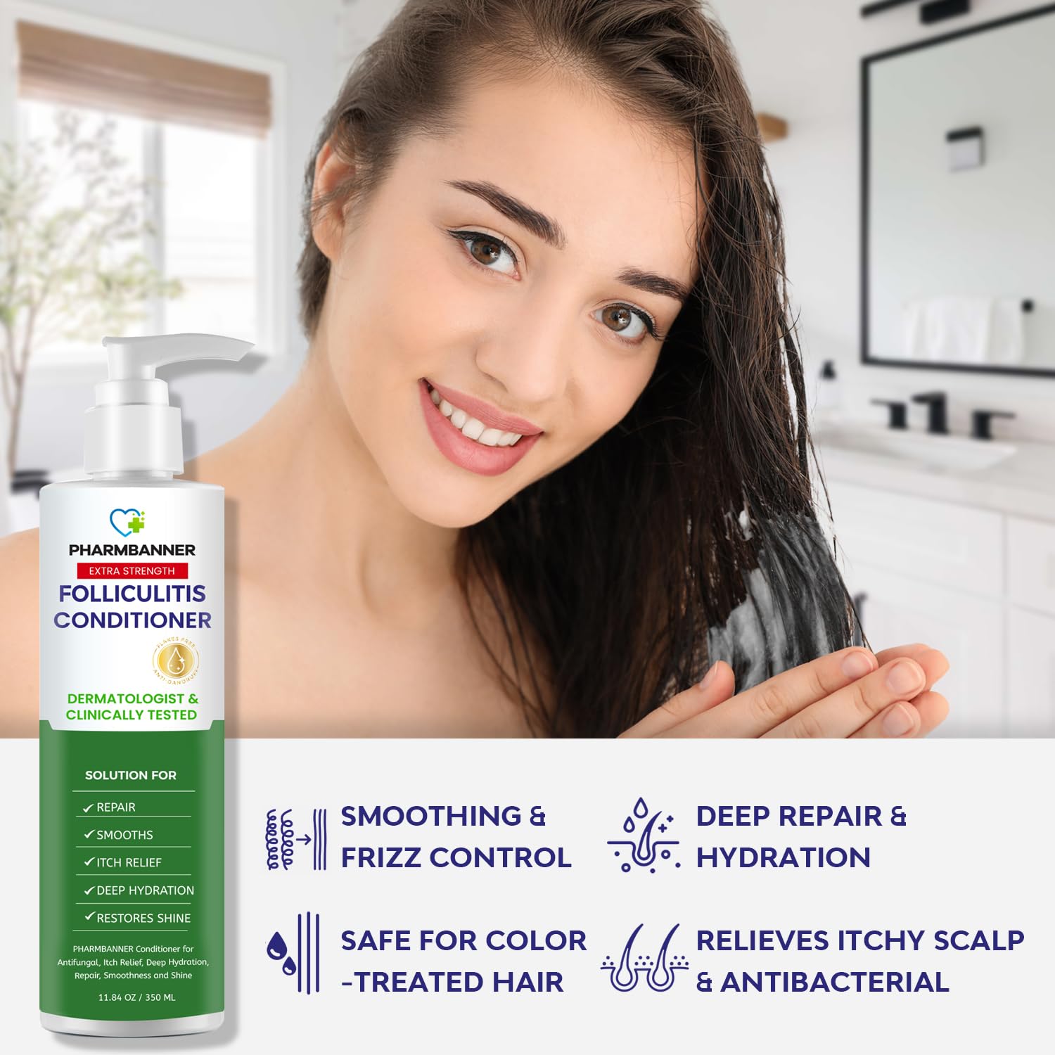 Folliculitis Itch Relief Conditioner: Tea Tree Oil & Moroccan Argan Oil, Deep Hydration & Repair, Nourishes, Smooths - Image 2