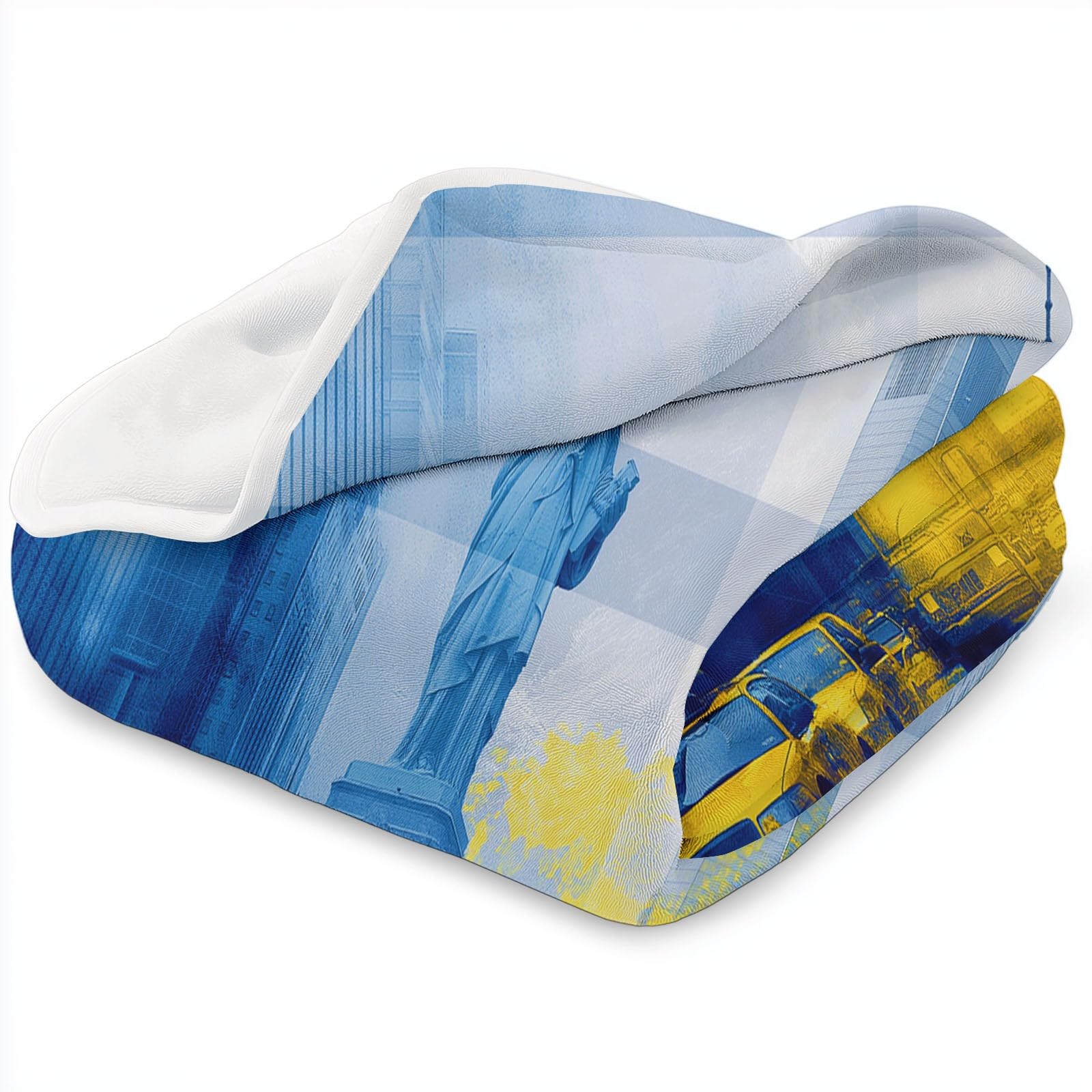 Koc polarowy 180 x 200 cm kolaż zdjęcia nowojorskich pomników koc flanelowy koc na sofę flanelowy koc, niebieski dzieci ciepłe miękkie koce na łóżko lekkie koce na kemping i podróż