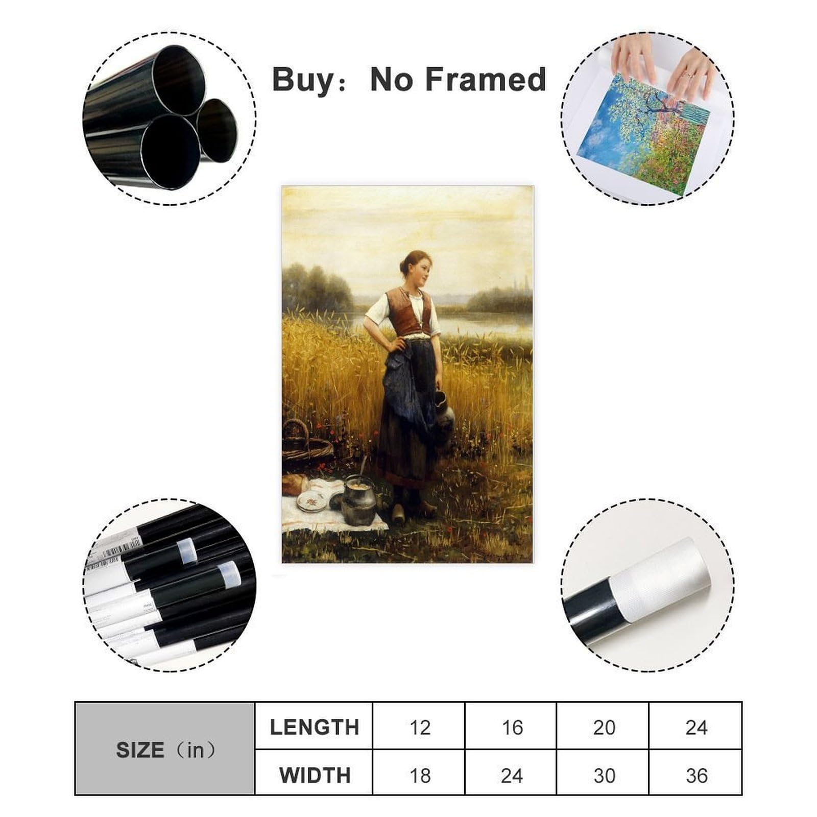 ANFOTCM Daniel Ridgway Knight, obiad żniwa, artystyczna dekoracja ścienna plakat rodzinny bar restauracja garaż kawiarnia sztuka znak prezent 50 x 75 cm