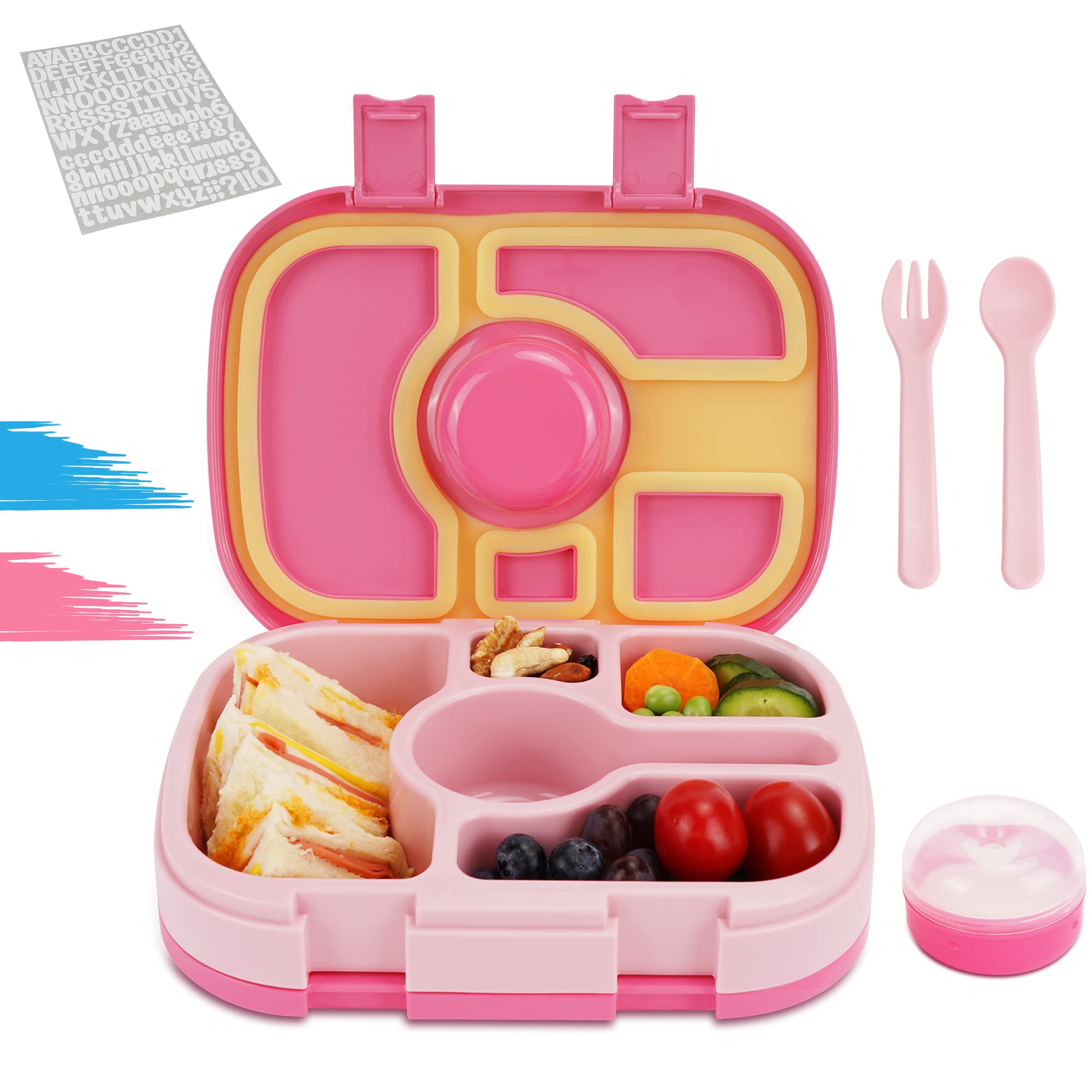 Brotdose Kinder Mit 5 Fächern - Auslaufsichere Bento Box Mit Löffel & Gabel