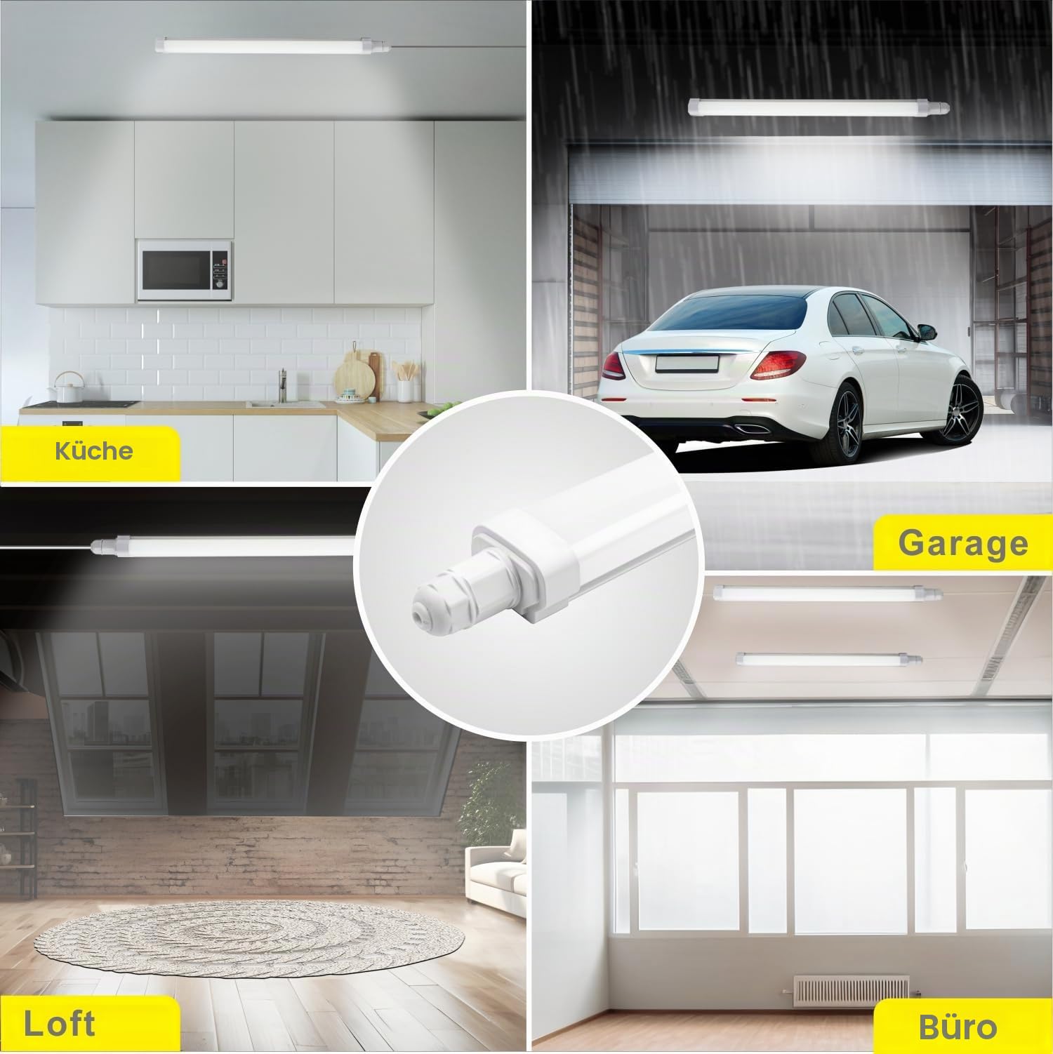 BrightFly 2 Stück LED Feuchtraumleuchte, LED Röhre 120CM 30W 3420LM, IP65 Wasserdicht, 6500K Kaltweiß, Deckenleuchte für Feuchträume, Garage, Lagerhalle und Werkstatt