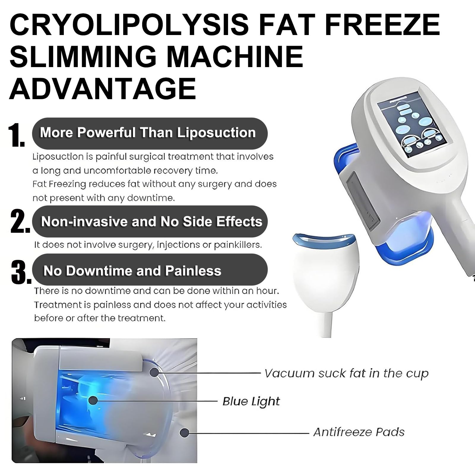 Dispositivo per Modellamento del Corpo, Dimagrimento E Lipolisi, Macchina per Congelamento del Grasso, Crioterapia a 360° Macchina, Massaggiatore per La Rimozione della Cellulite