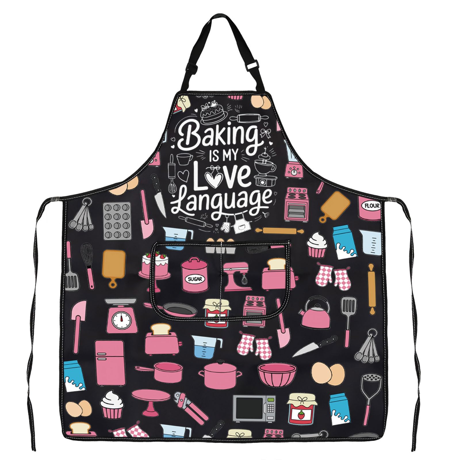 MYSOMY Funny Baking Aprons for Women Beware Crazy Baking Lady Apron Baking Lover Gifts Baking Gifts for Baking Lady (Baking Language) — image 1