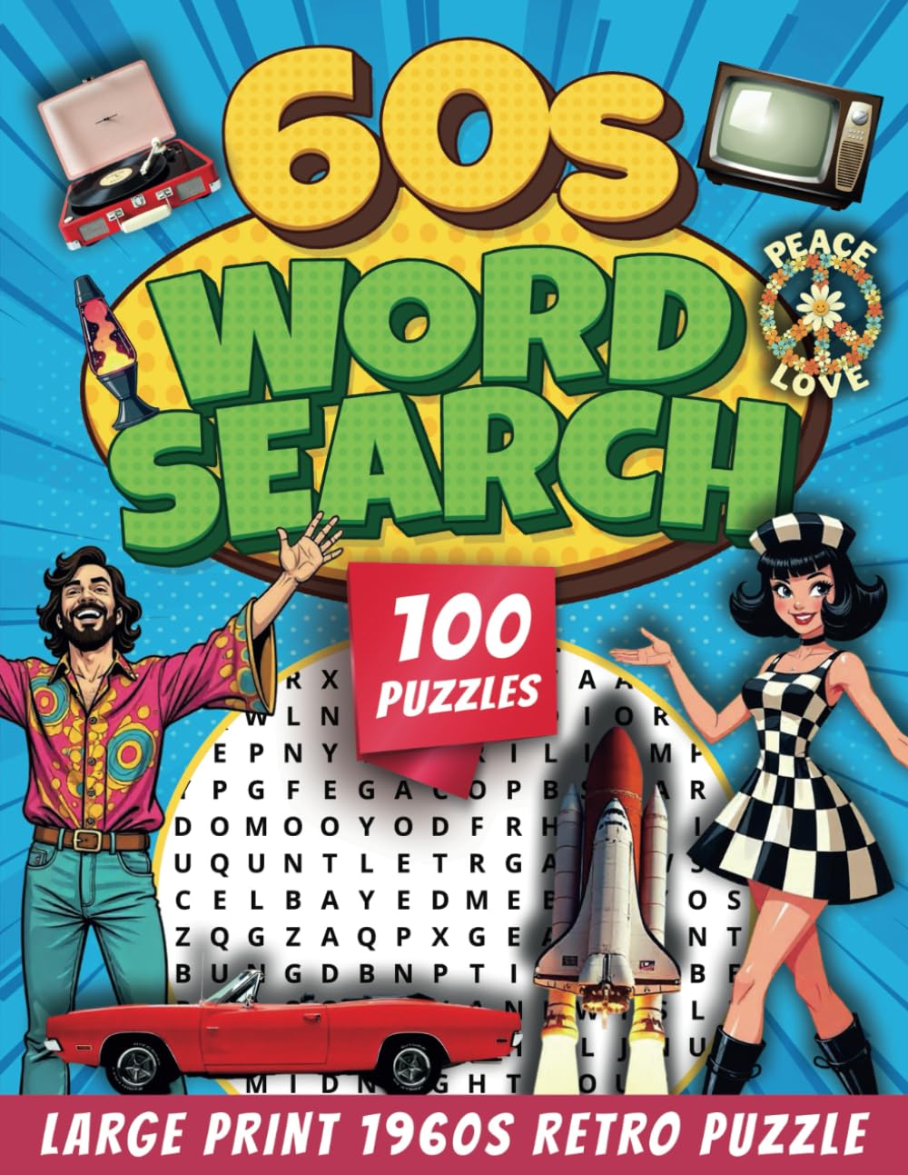 60s Word Search: Large Print 1960s Retro Puzzle