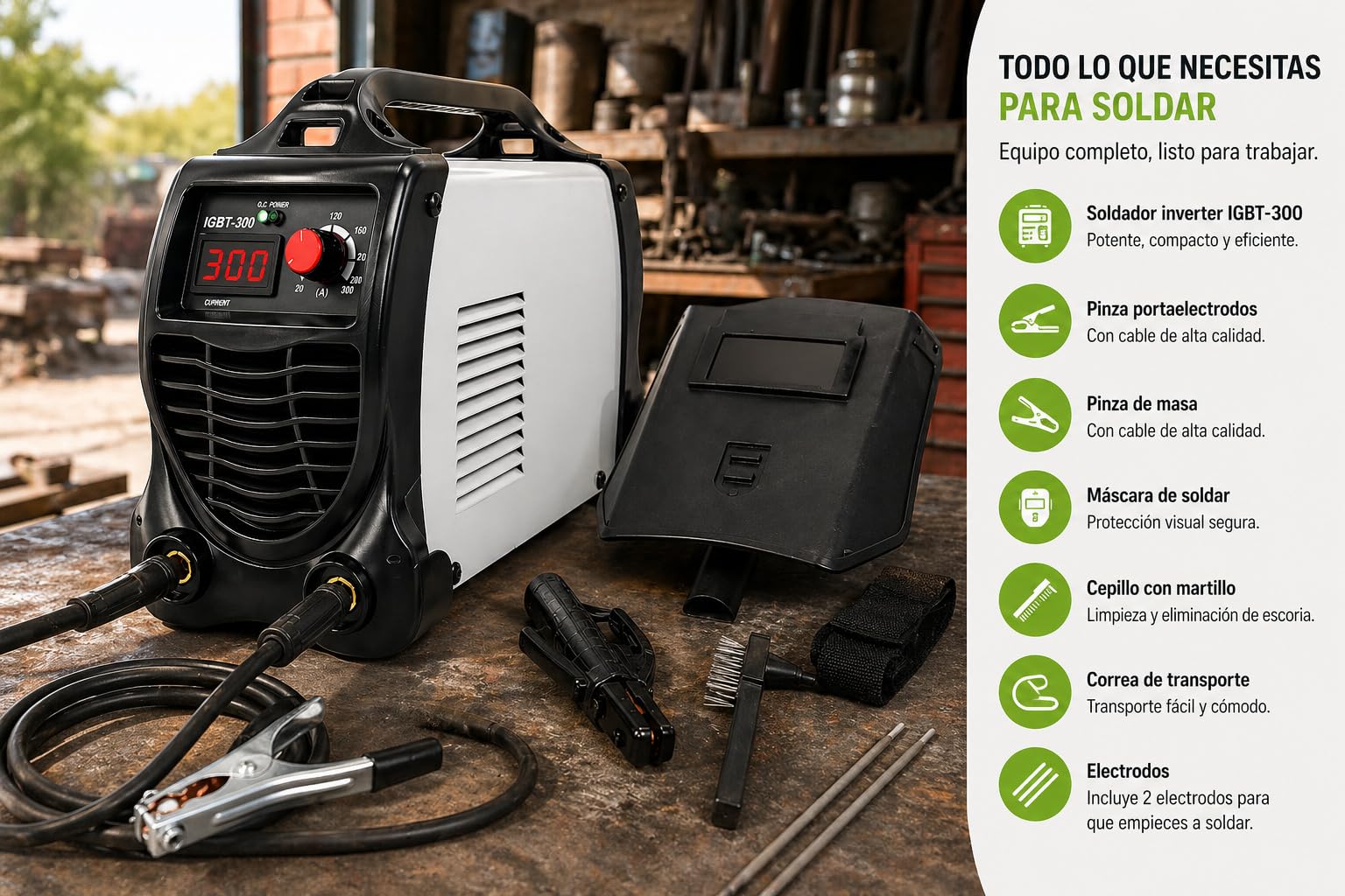 Soldador Inverter 300A 15KVA de Potencia Tecnologia IGBT 2019 con accesorios incluidos