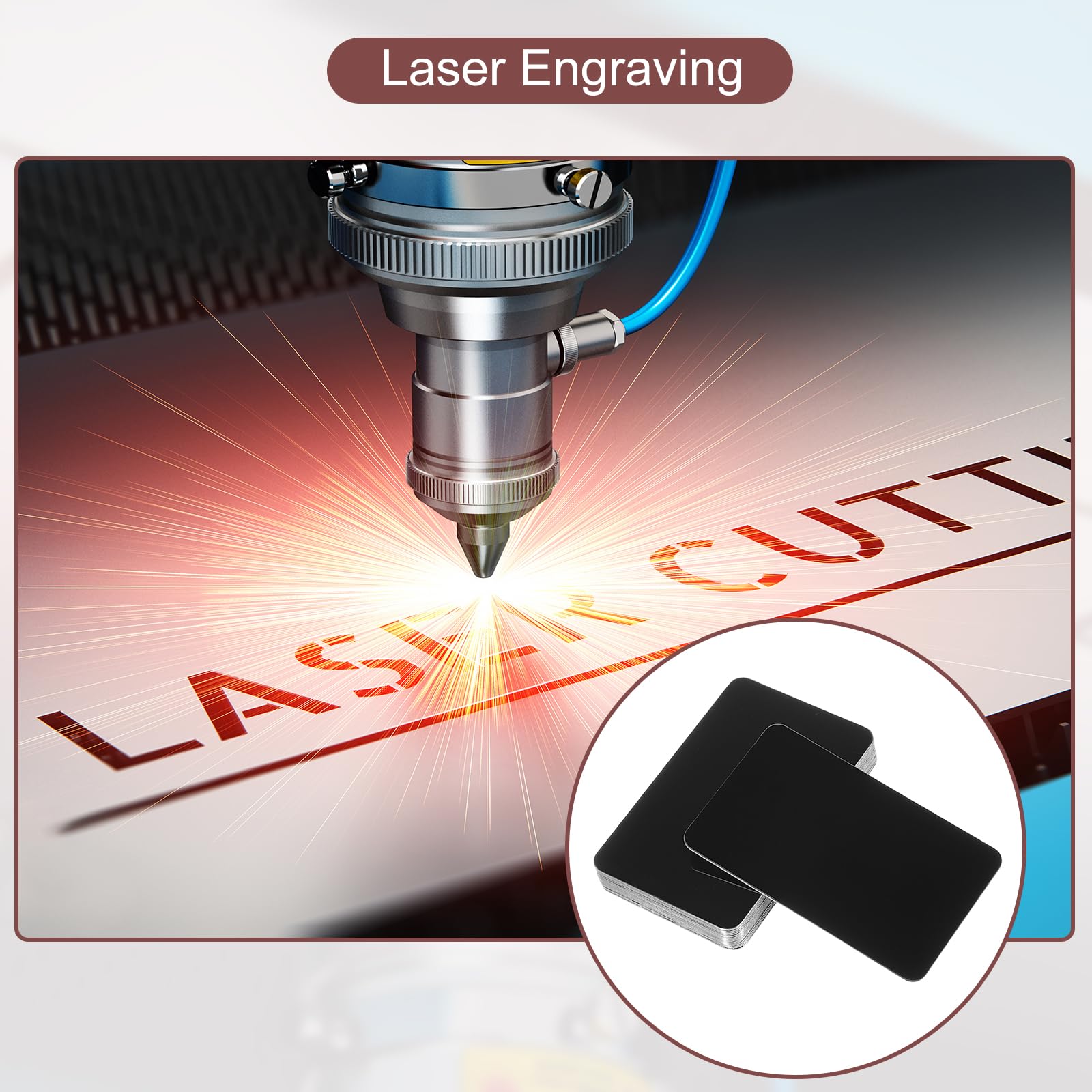 PATIKIL 50 Pezzi Carte Da Visito In Acciaio Inossidabile 0.8mm Nero | Specchio Vuoto Biglietto Da Visito Incisione Laser, Per Biglietti Regalo Fai Da Te