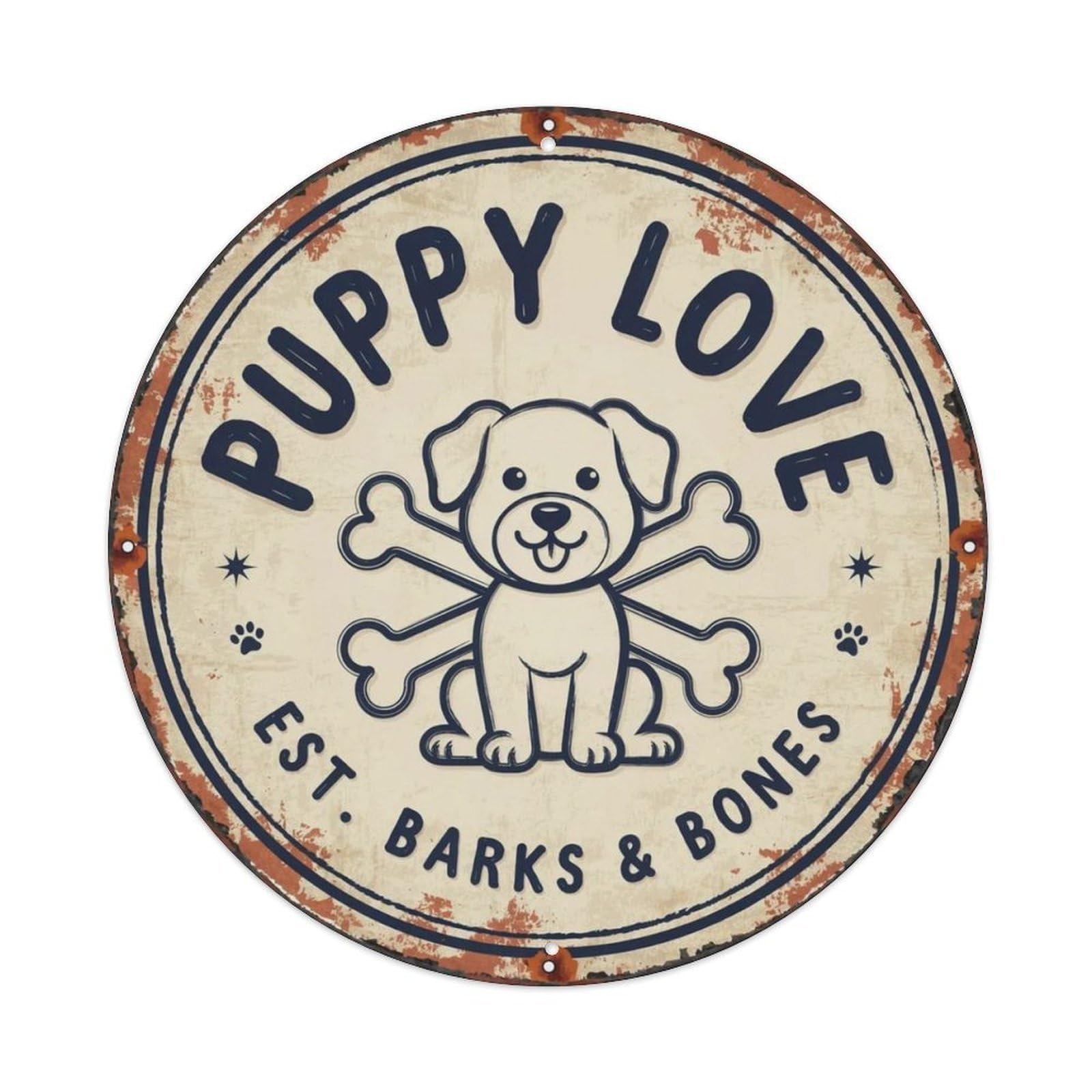 Puppy Love Doodle Metal Tin Sign Plaque
