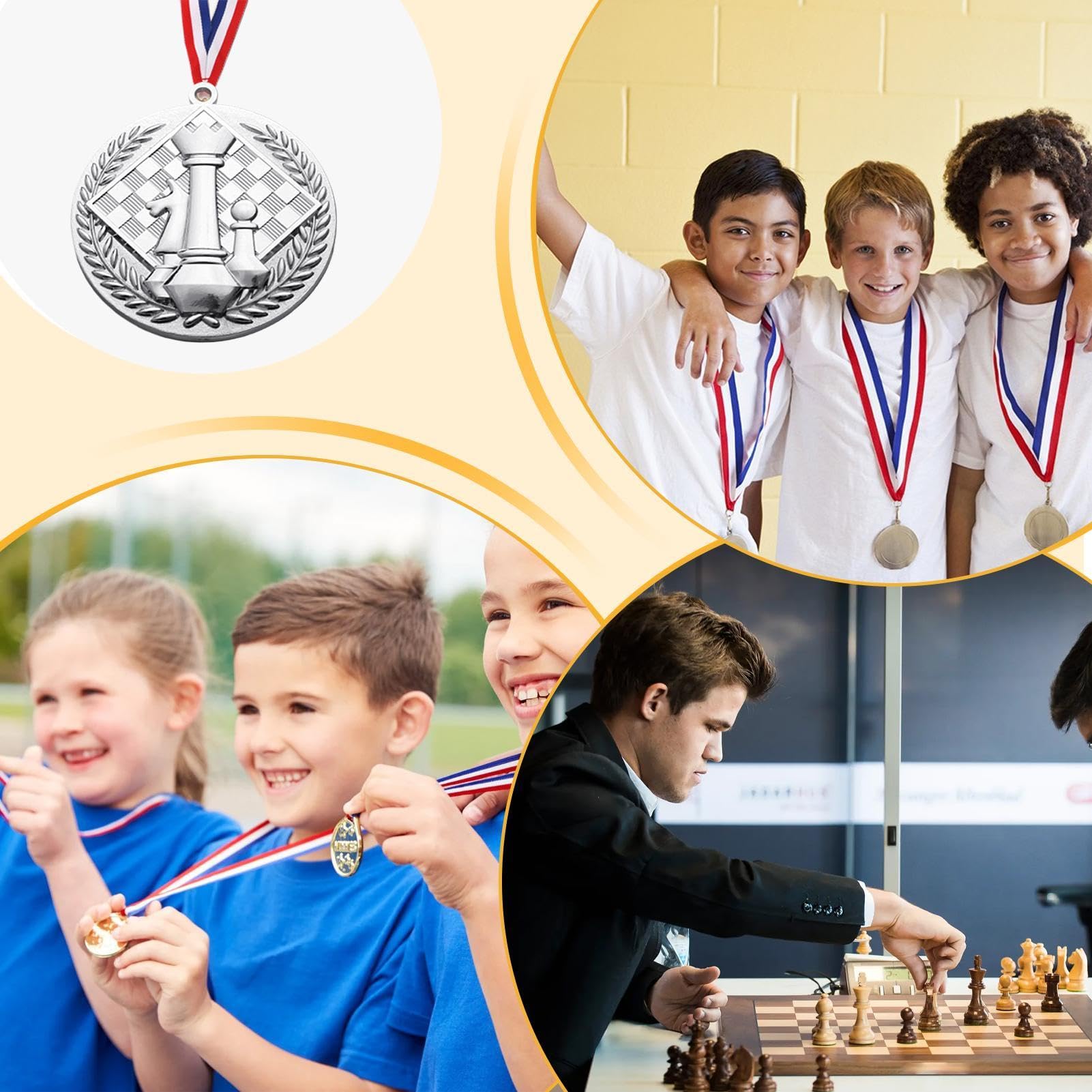 Medallas de oro y plata de bronce | Medallas de ajedrez en relieve, medallas de oro para niños, medallas portátiles en rollo, premio de trofeo, regalo para niños y adolescentes