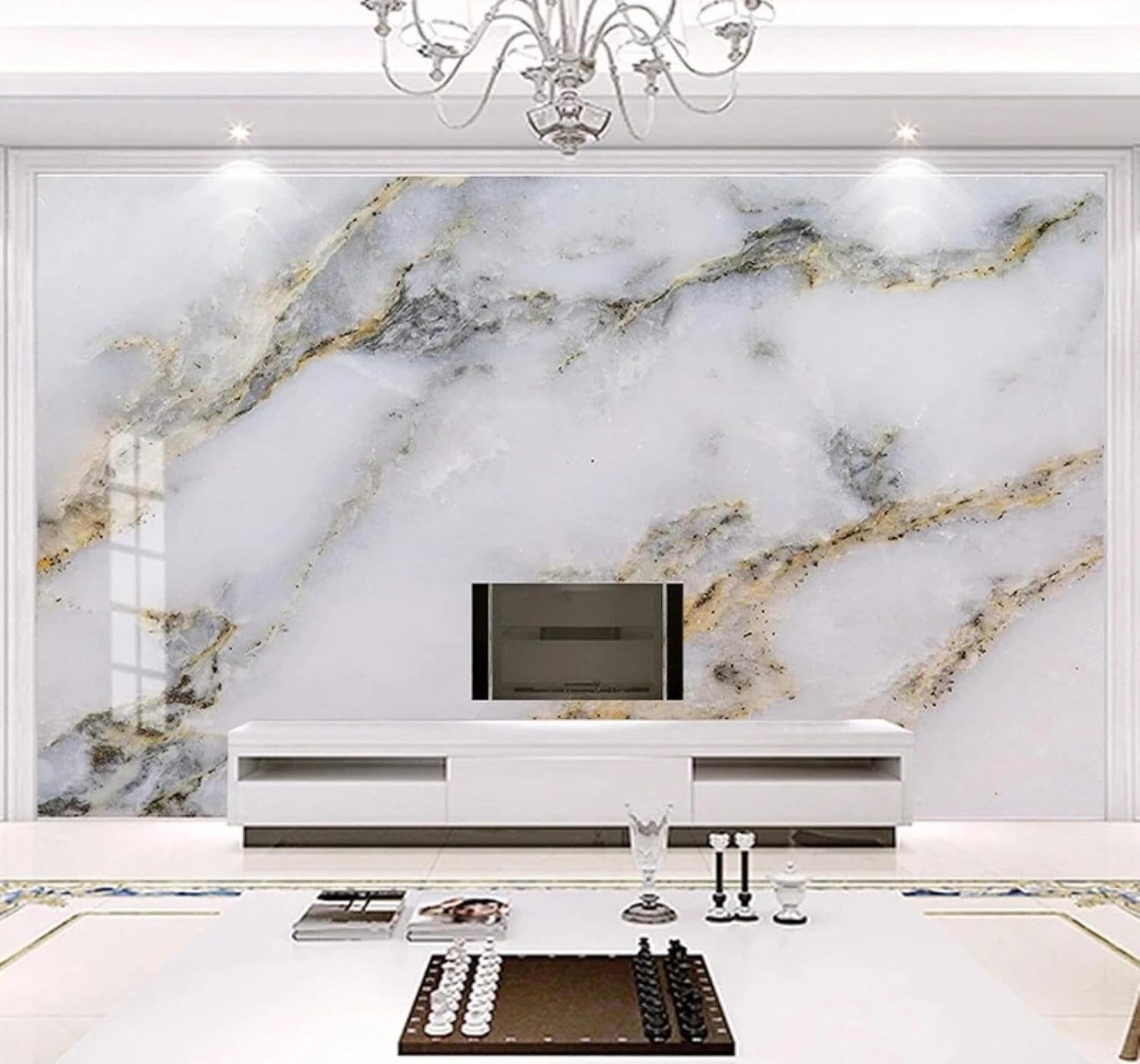 XLMING Luxury Gold Marble Effect Pattern Personalised 3D Wallpaper Luxury Home Dining Decor Paste Sofa Living Room The Wall for Bedroom Mural-250cm×170cm