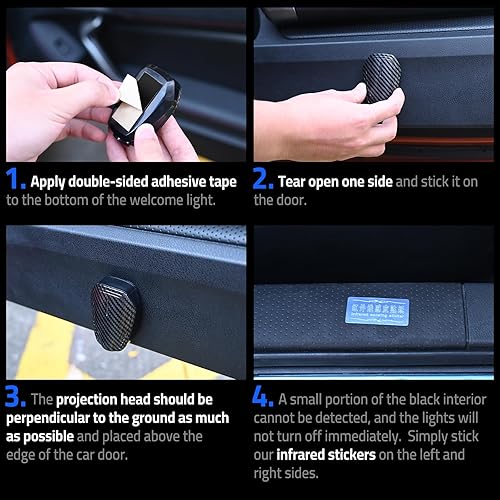 Miniatura 7 de SPOBODY Proyector de luz para puerta de automóvil, proyector inalámbrico LED para puerta de automóvil, recargable HD, lámpara de sombra fantasma de