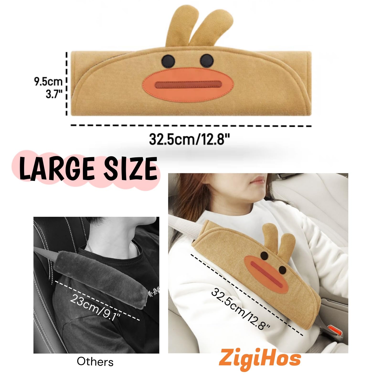 2 coperture per cintura di sicurezza, con simpatici animaletti in stile cartone animato, per bambini e donne, morbide coperture per cintura di sicurezza, cuscino per cintura di sicurezza,