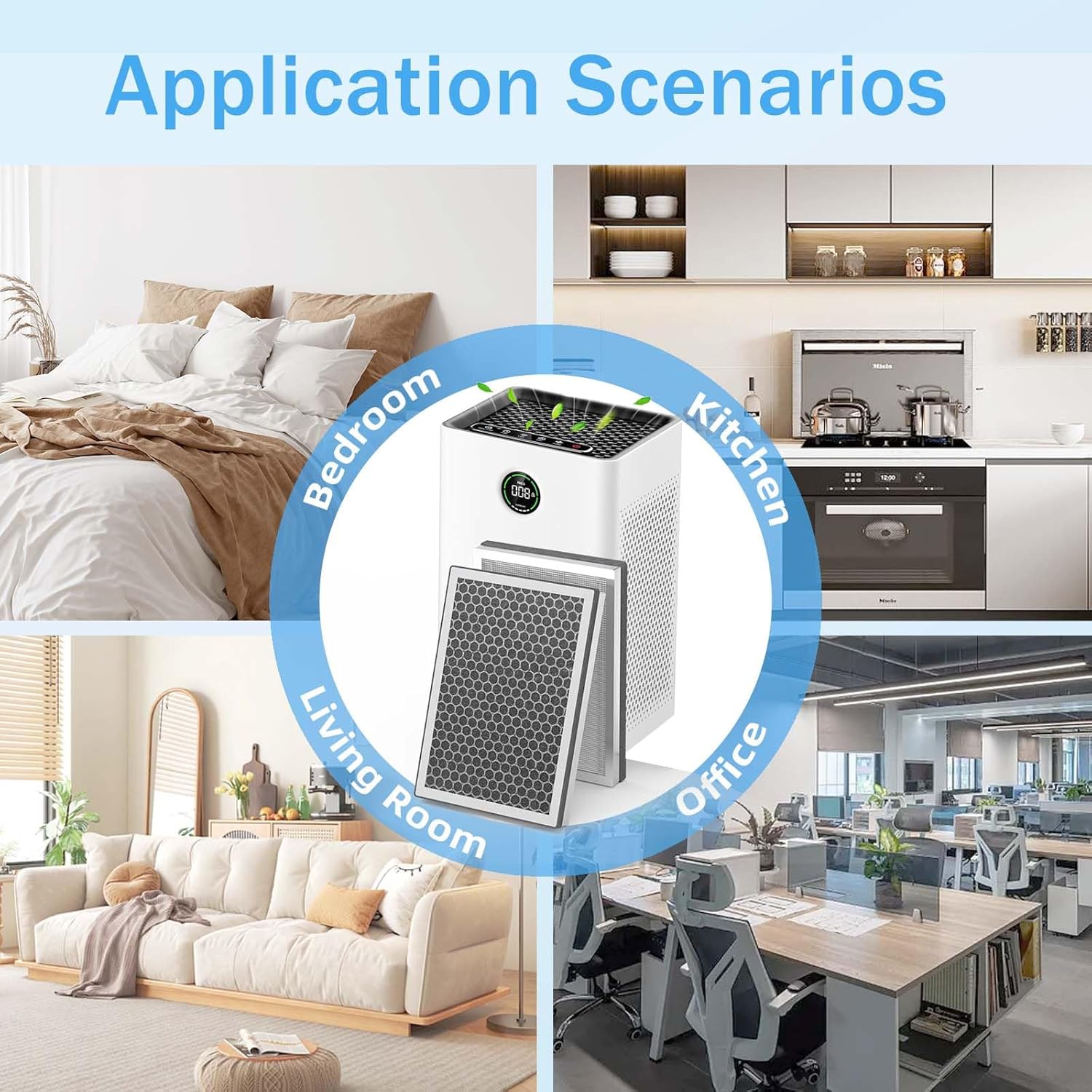 JF260 Replacement Filter Compatible with JF260 JF260S Air Purifier and AP1273 Air Purifier, 3-in-1 Filtration System H13 True HEPA Filter Activated Carbon Filter, JF260-RF Silver 4 Pack - Image 7