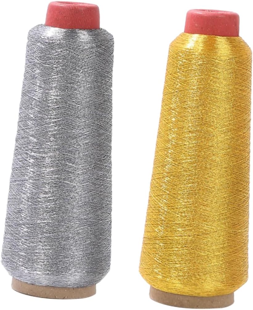 OSALADI 2 Rolls Computer Embroidery Thread 10m Cross Stitch Floss for Machine Embroidery Multi-Function Gold and Silver Colors for Crafting and Sewing Projects