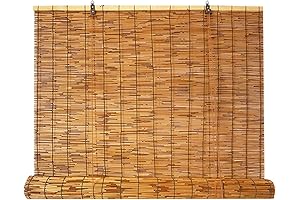 Retro Bamboo Roll Up Shades for Windows - Premium Quality Cordless Roman...