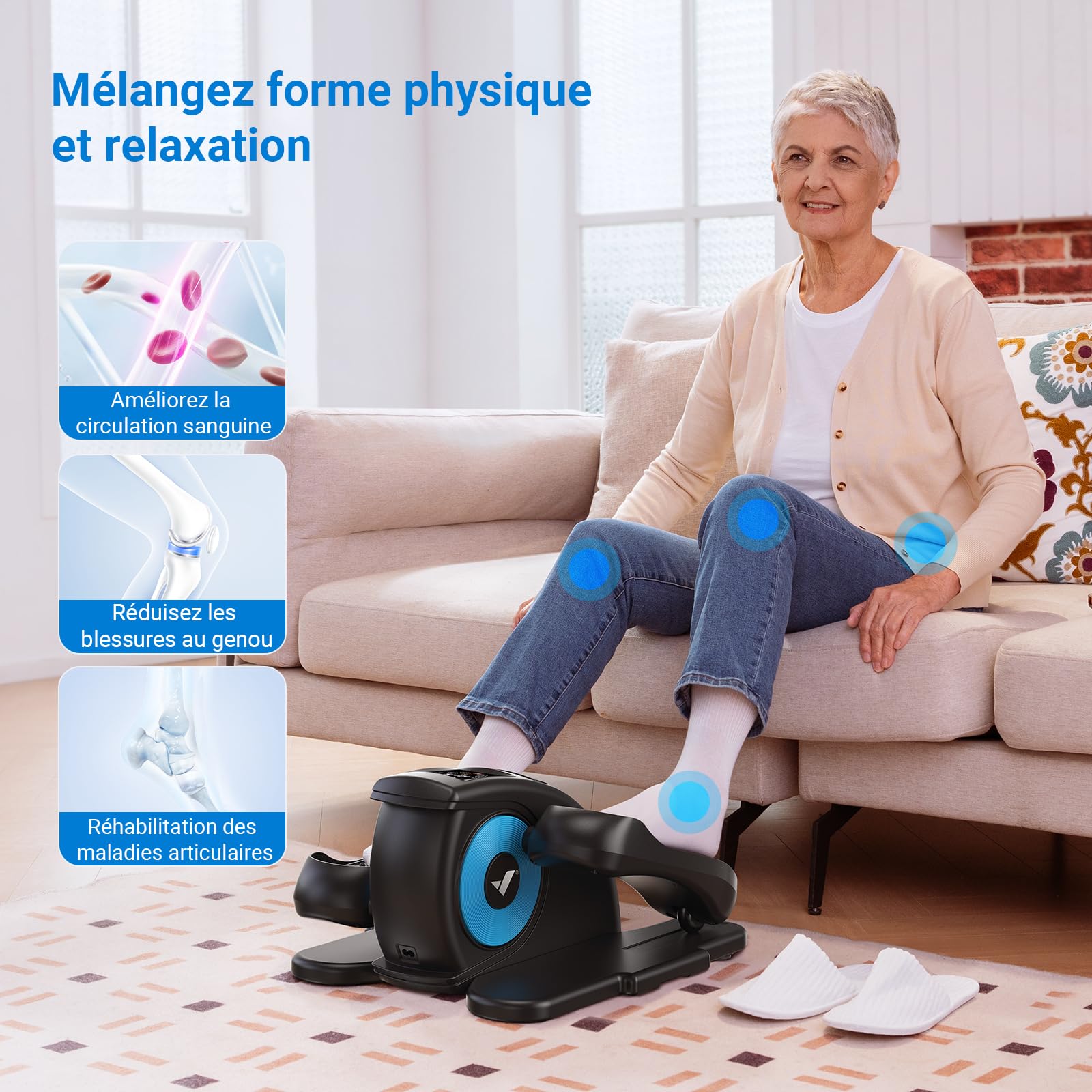 MERACH Mini Vélo Elliptique Électrique, Elliptique de Bureau pour Maison avec Télécommande et Écran LCD, Silencieux et Portable Vélo Elliptique d'Appartement pour Séniors, Adolescents et Adultes