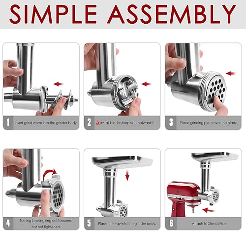 Miniatura 4 de Accesorio de molinillo de metal para batidoras de pie KitchenAid, accesorio para picadora de carne, relleno de salchichas, accesorio para molinillo