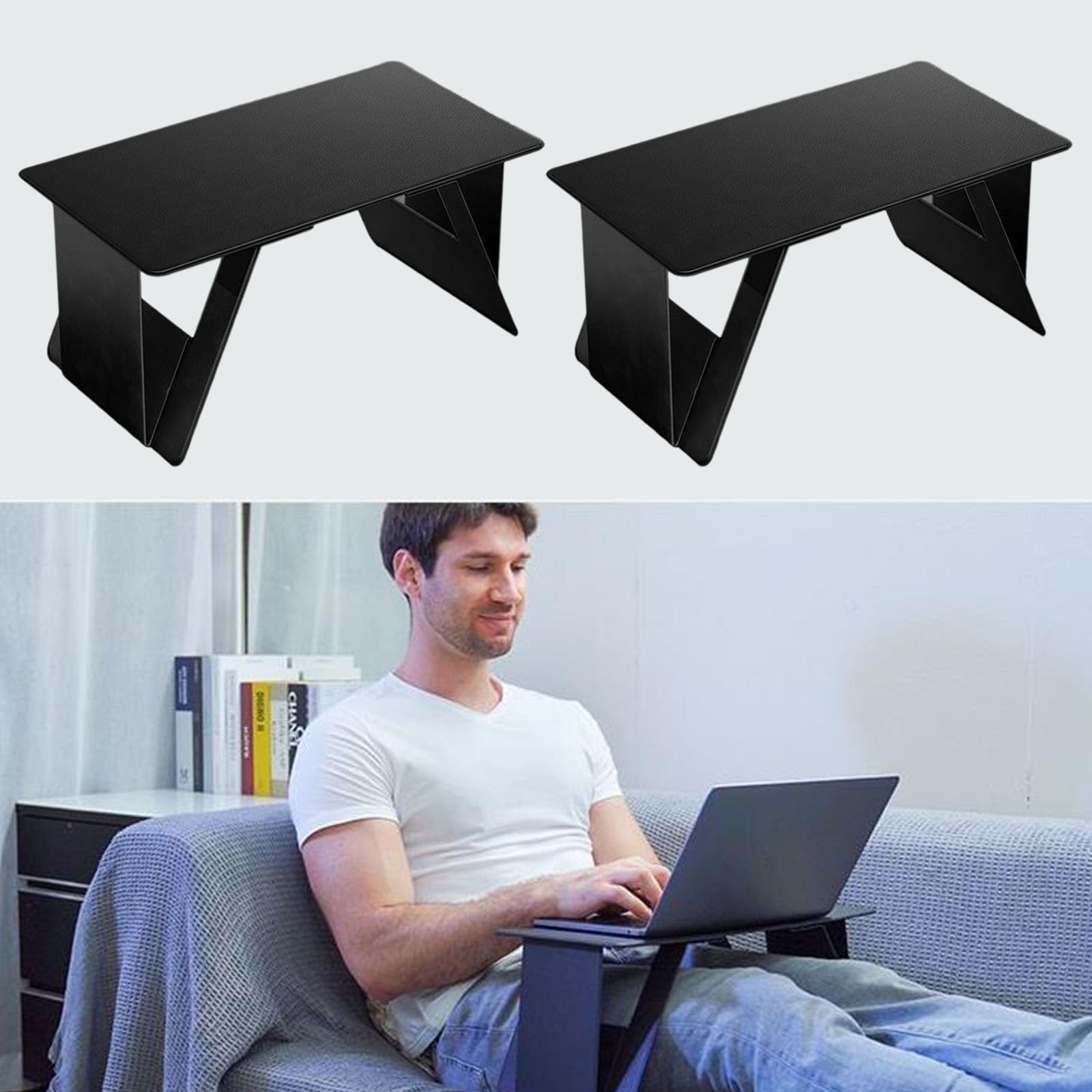 Przenośne biurko na laptopa ze składanymi nogami stolik na łóżko i kanapę do pracy czytania dom biuro metalowy stojak na monitor wielofunkcyjny oszczędzający miejsce kompaktowa konstrukcja