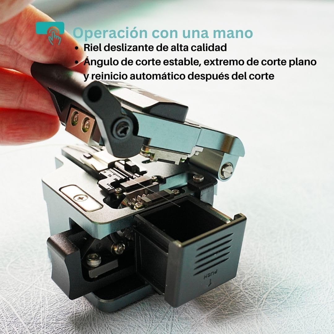 9C+ Cortadora de fibra óptica de alta precisión rotación automática Operación con una sola mano, Fiber Cleaver con material de aleación de aluminio 24 puntos de división 48000 veces de division