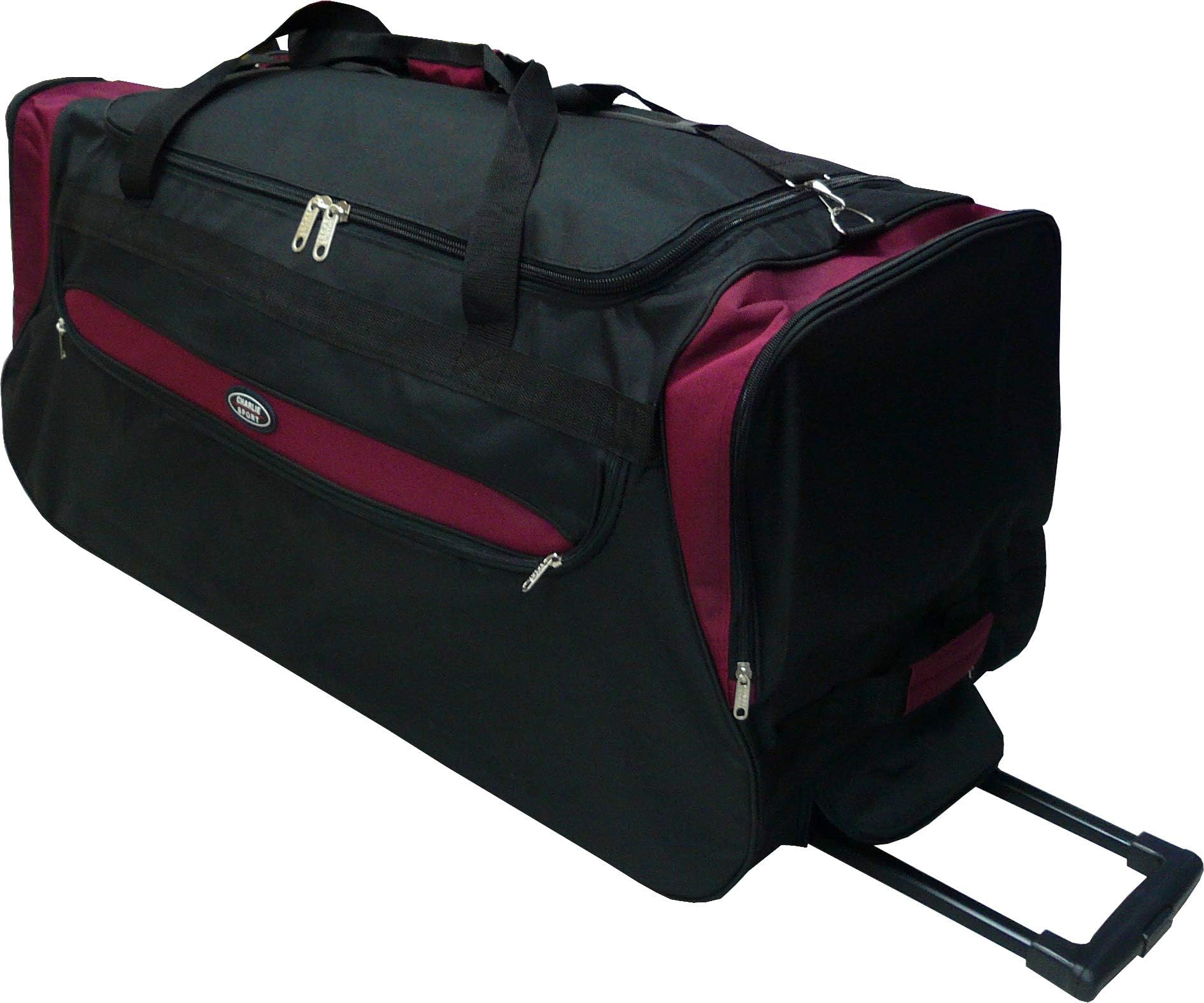 Rolling Duffle Bag (36-inch, Black/Burgundy)