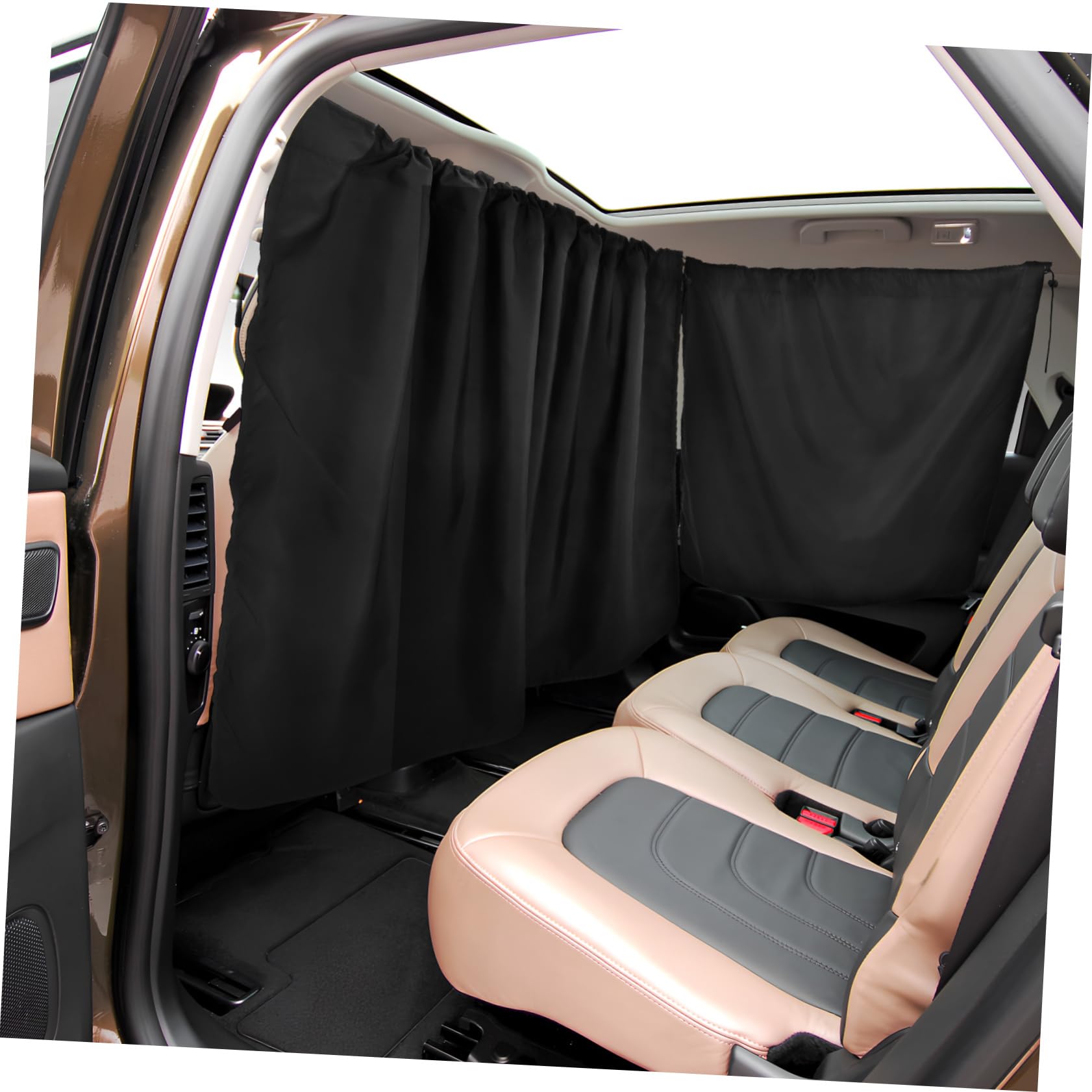 Mikinona Cortinas Coche Privacidad Doble Protección UV Parasol Ventana Interior Divisor Trasero Fácil Instalación Resistente Polyester