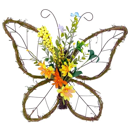 idyllic Butterfly Shaped Wreath with Pastel Berries and Floral Spring