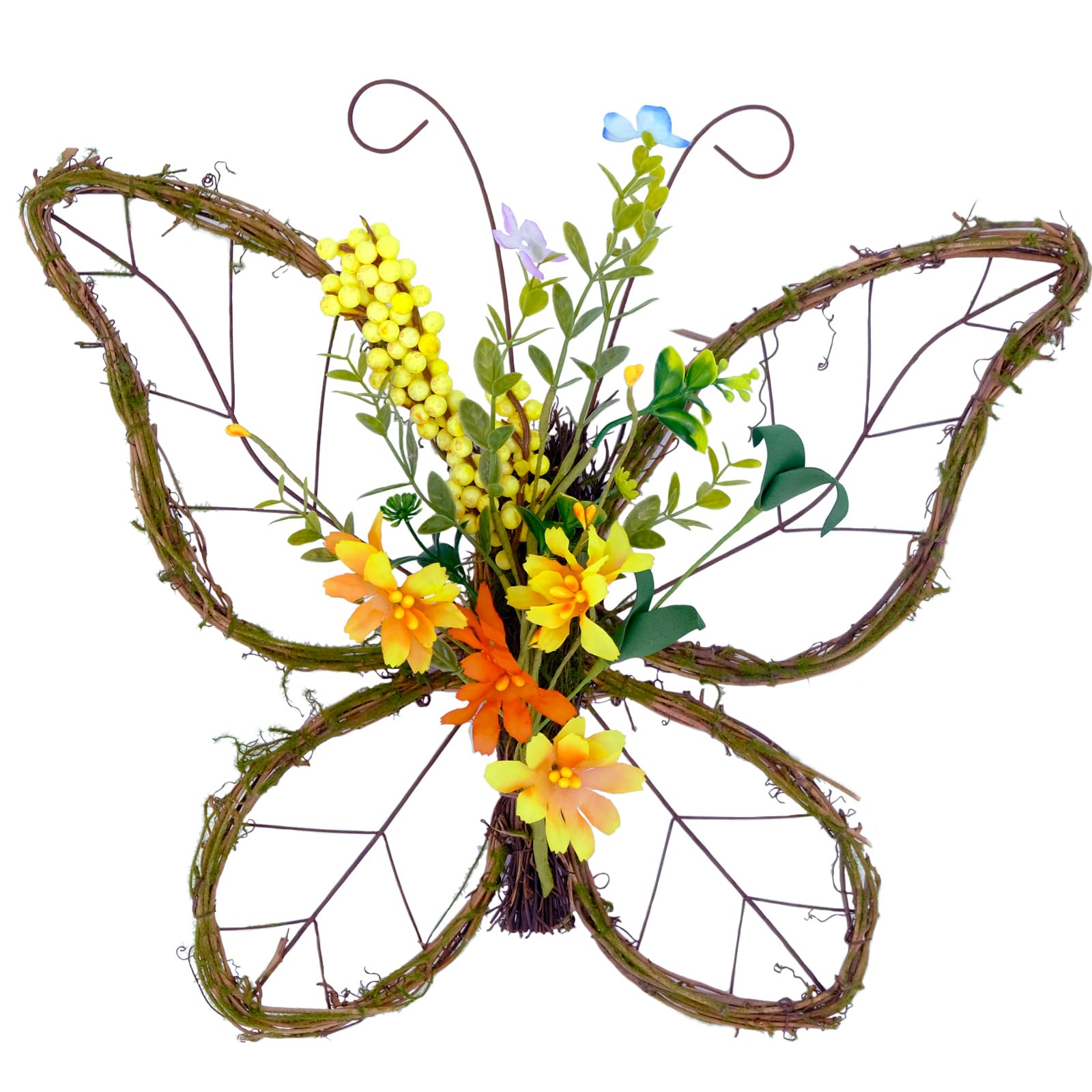 idyllic Butterfly Shaped Wreath with Pastel Berries and Floral Spring Artificial Wreaths for Front Door Decor