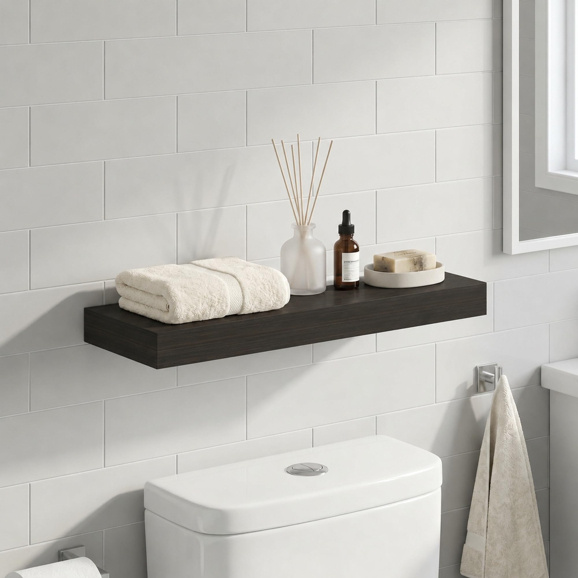 Furinno Tobacco Oak / 9.3 x 23.6 / Modern Bathroom Shelves