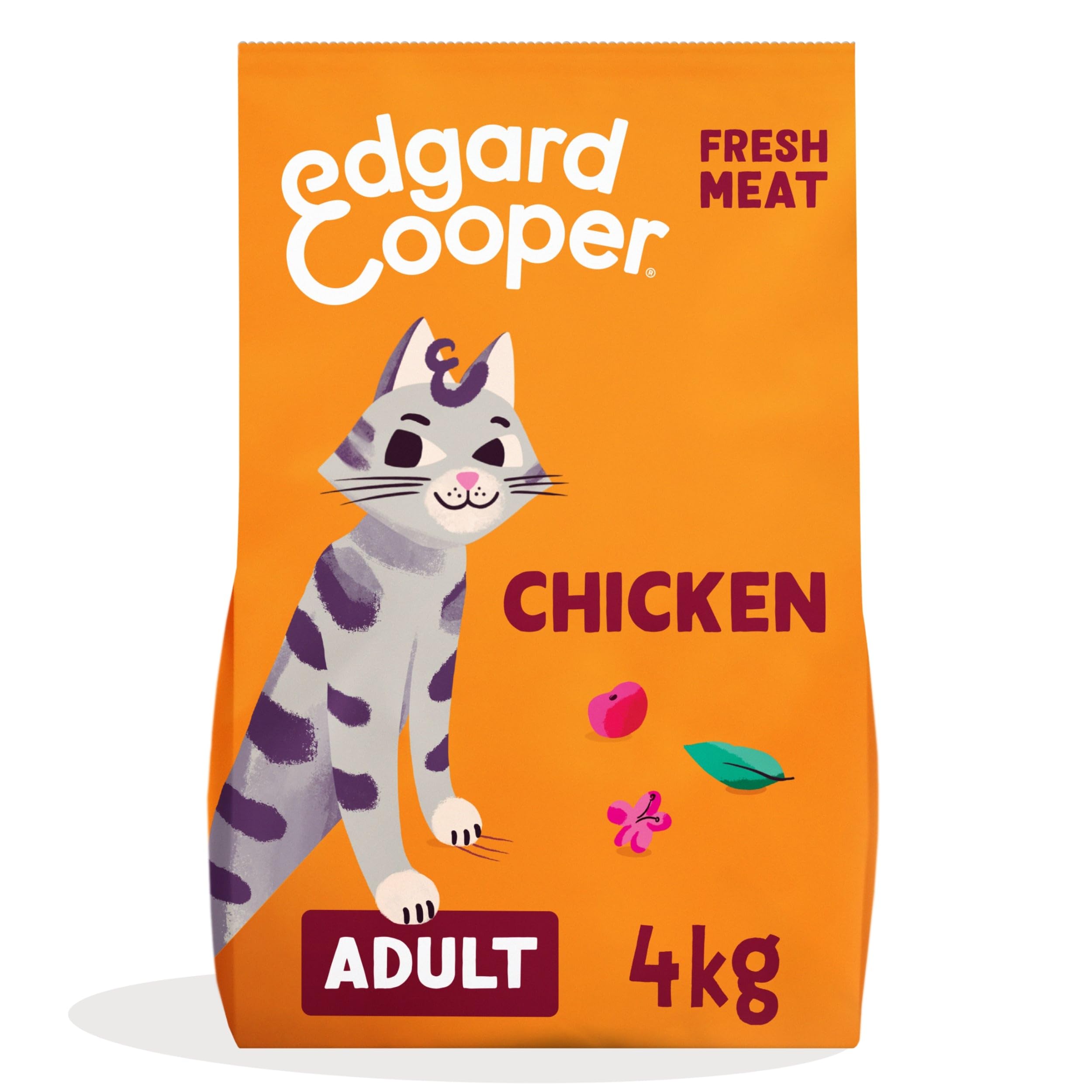 Edgard Cooper Sucha karma dla kotów bez zbóż, 4 kg, naturalna karma dla kotów ze świeżym mięsem aminokwasami, bezglutenowa, wysokobiałkowa, bez dodatku cukru