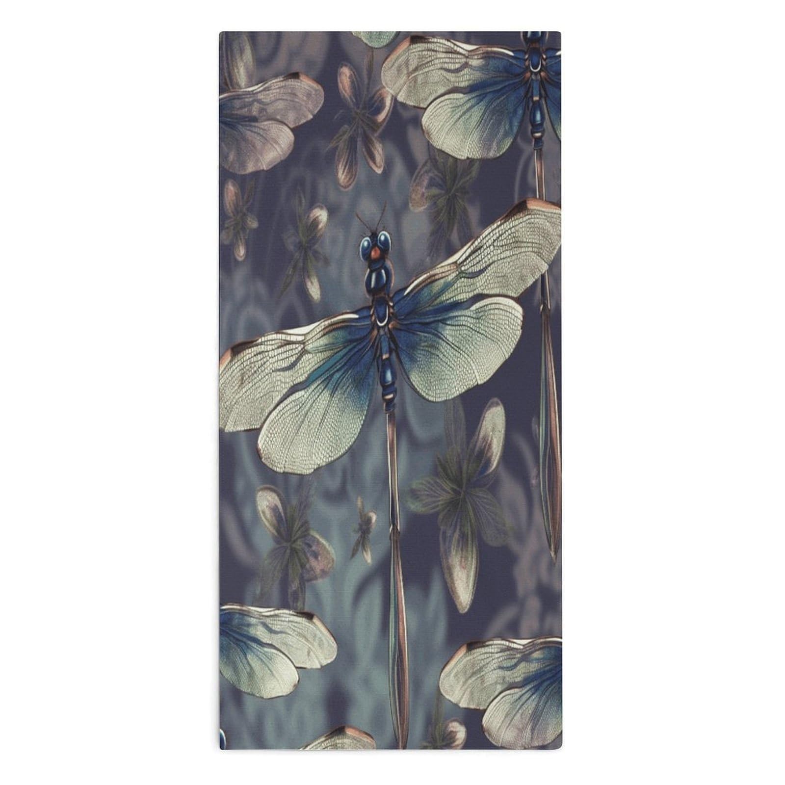 Fodpand Style Dragonfly Pattern Microfiber Towels, Decorative Bath Towel Soft & Lightweight, Hand Towels Multipurpose Use For Bathroom, Pool, Gym, Spa, And Hotel Use