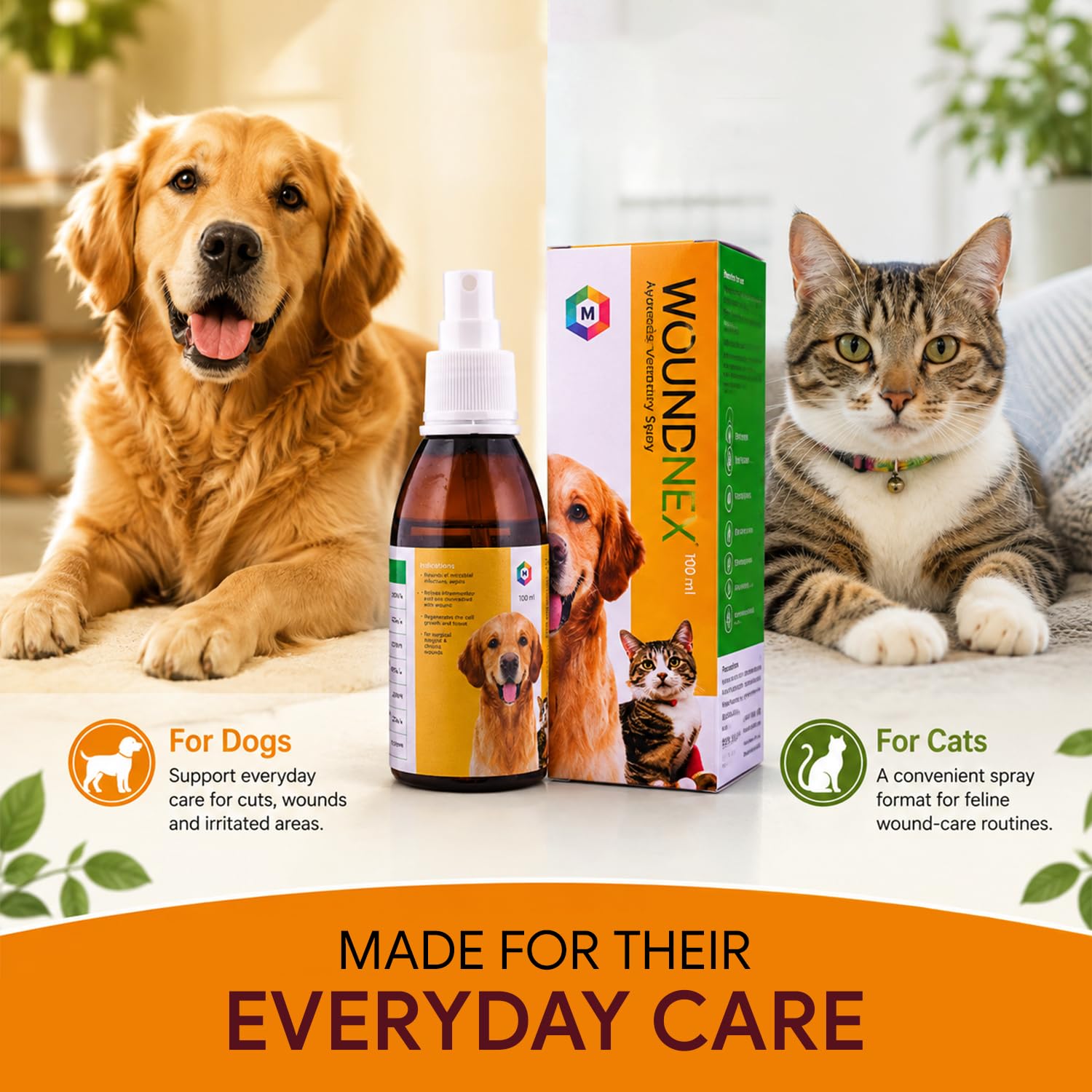 Medfly Wound Nex Antimicrobial Spray for Dogs & Cats - for Itching & Wounds | Natural Antiseptic Spray | Quick Recovery from Cuts, Wounds & Infections | Safe for Puppies & Kittens - 100ML 1