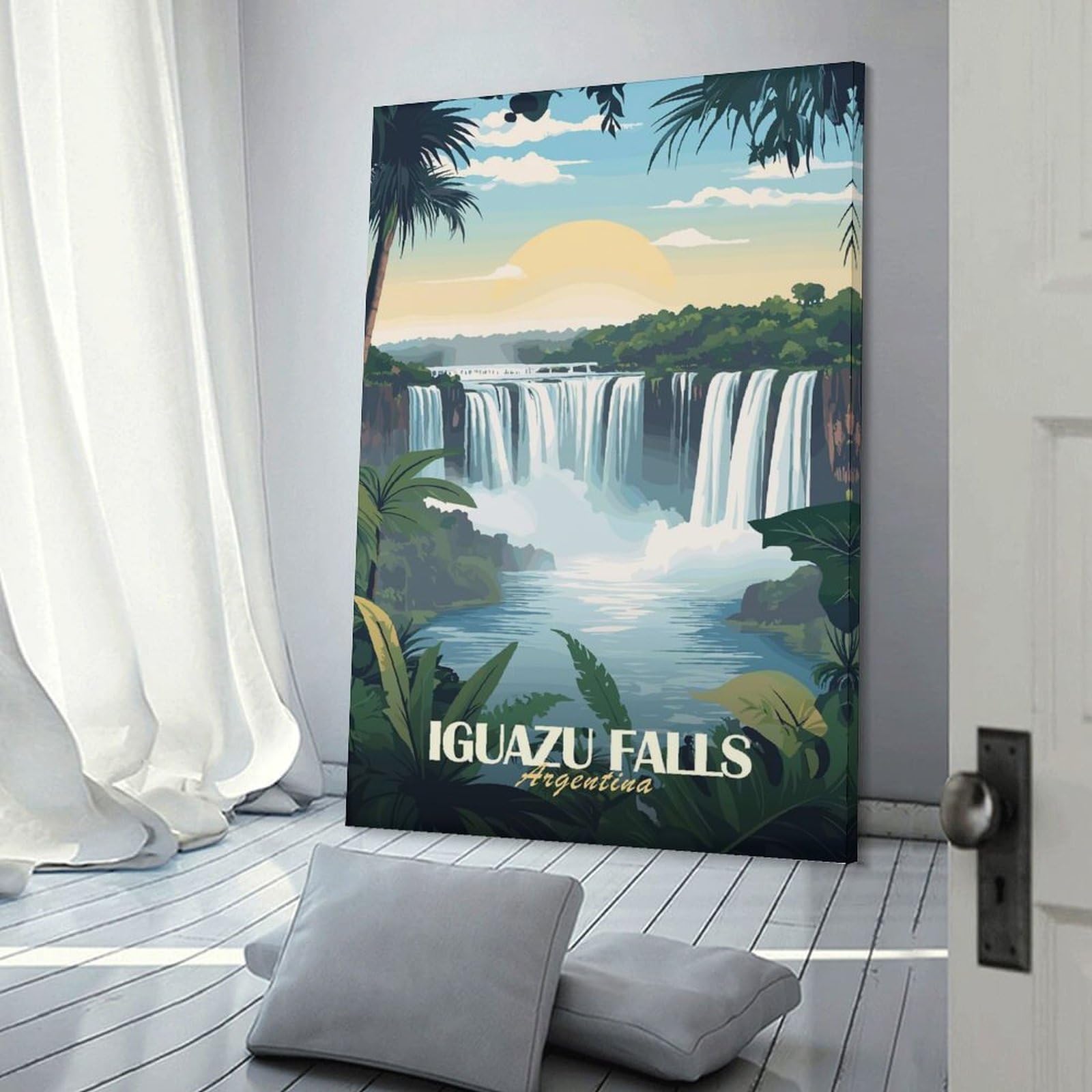 Junmoney Iguazu Falls Argentina Hanging Wall Art, 24x36inch(60x90cm), for Gallery Wall Decor And Room Displays, Home Wall Art for Statement Displays